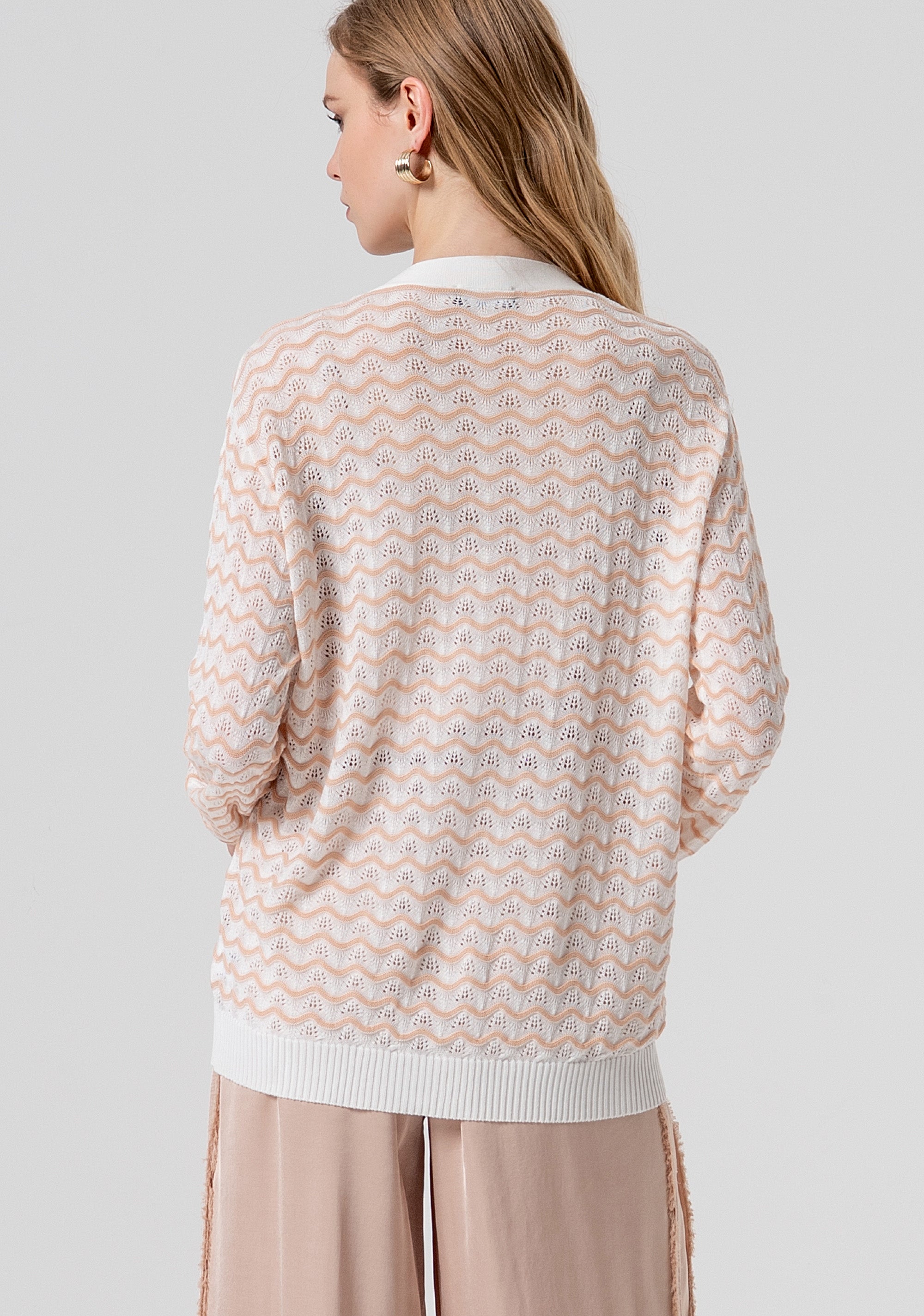 Cardigan regular lungo con punto traforato FS26ST8004K41501-281 Fracomina