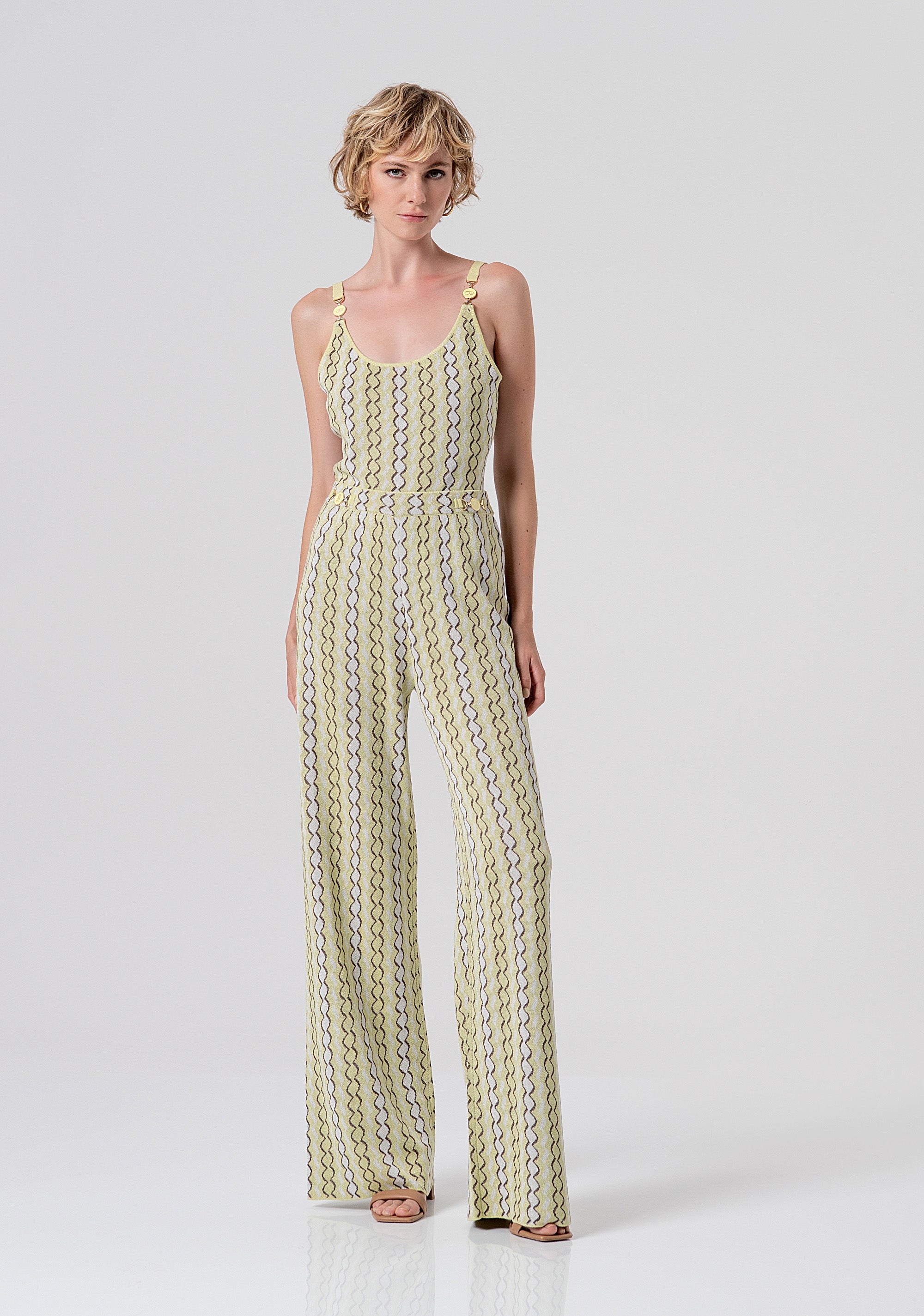 Pantalone flare a palazzo in maglia con jacquard FS26SV3001K414F8-210 Fracomina