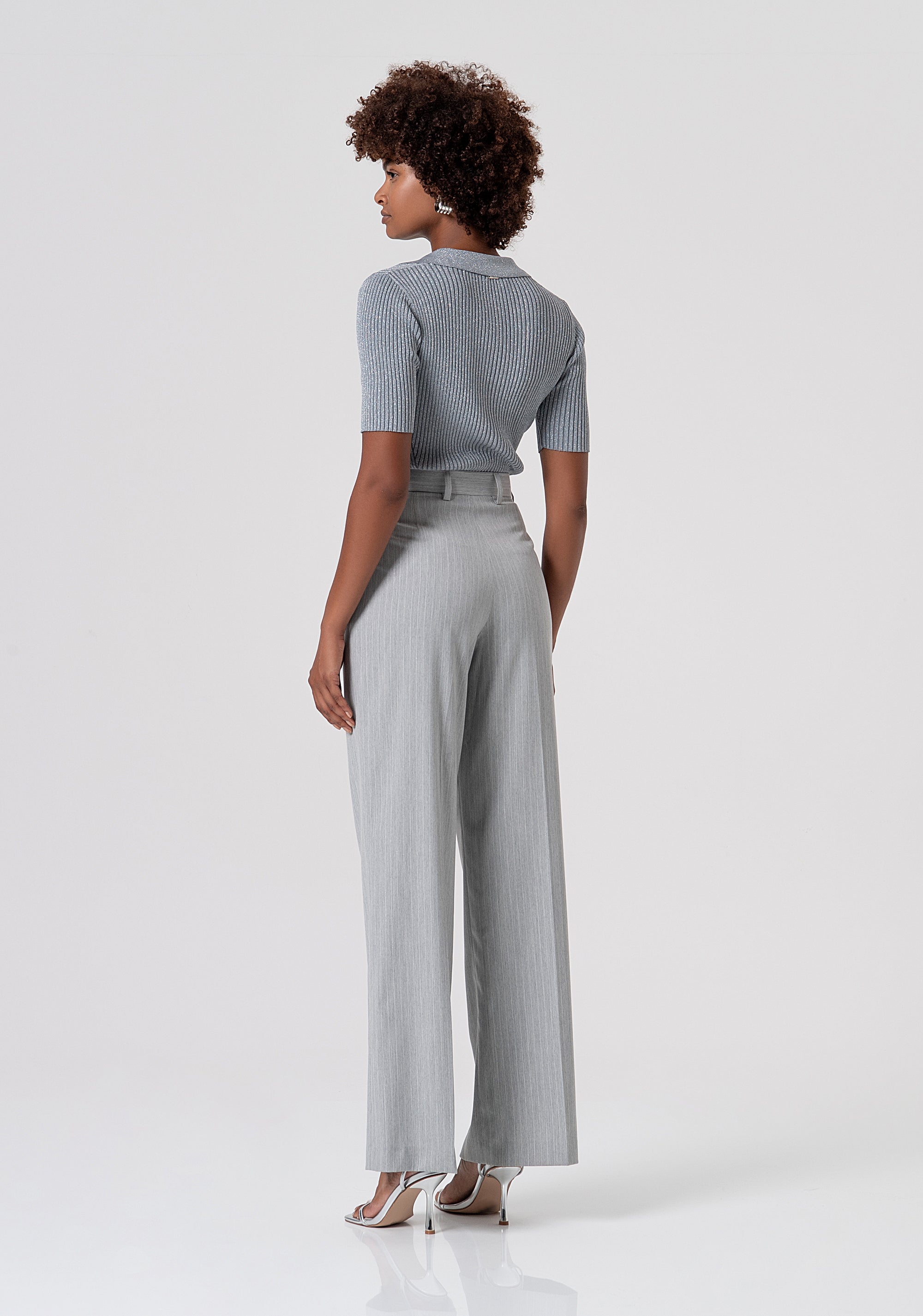 Pantalone flare a palazzo gessato FS26SV3004W587Q7-156 Fracomina