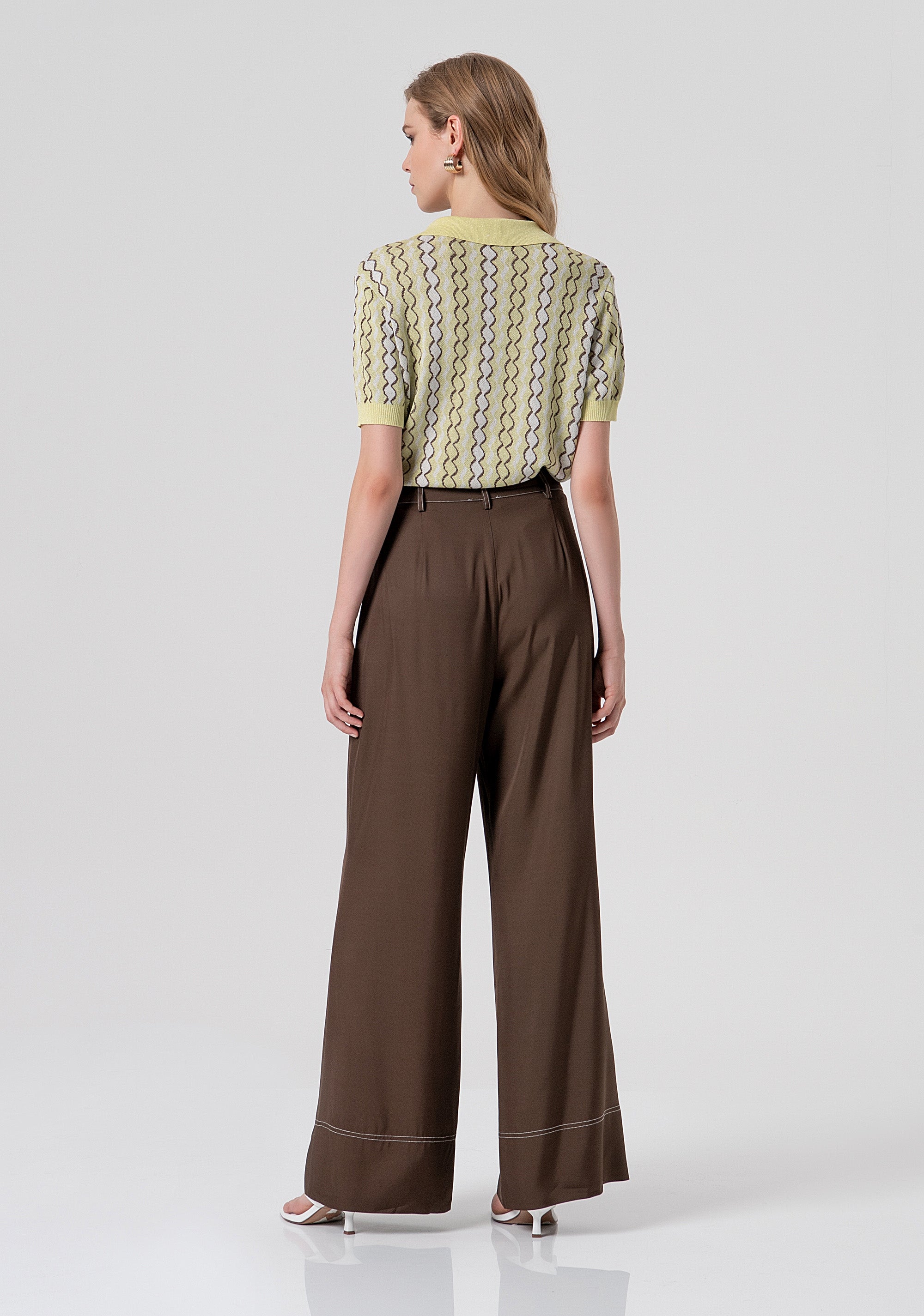 Pantalone flare a palazzo in viscosa FS26SV3008W84401-091 Fracomina