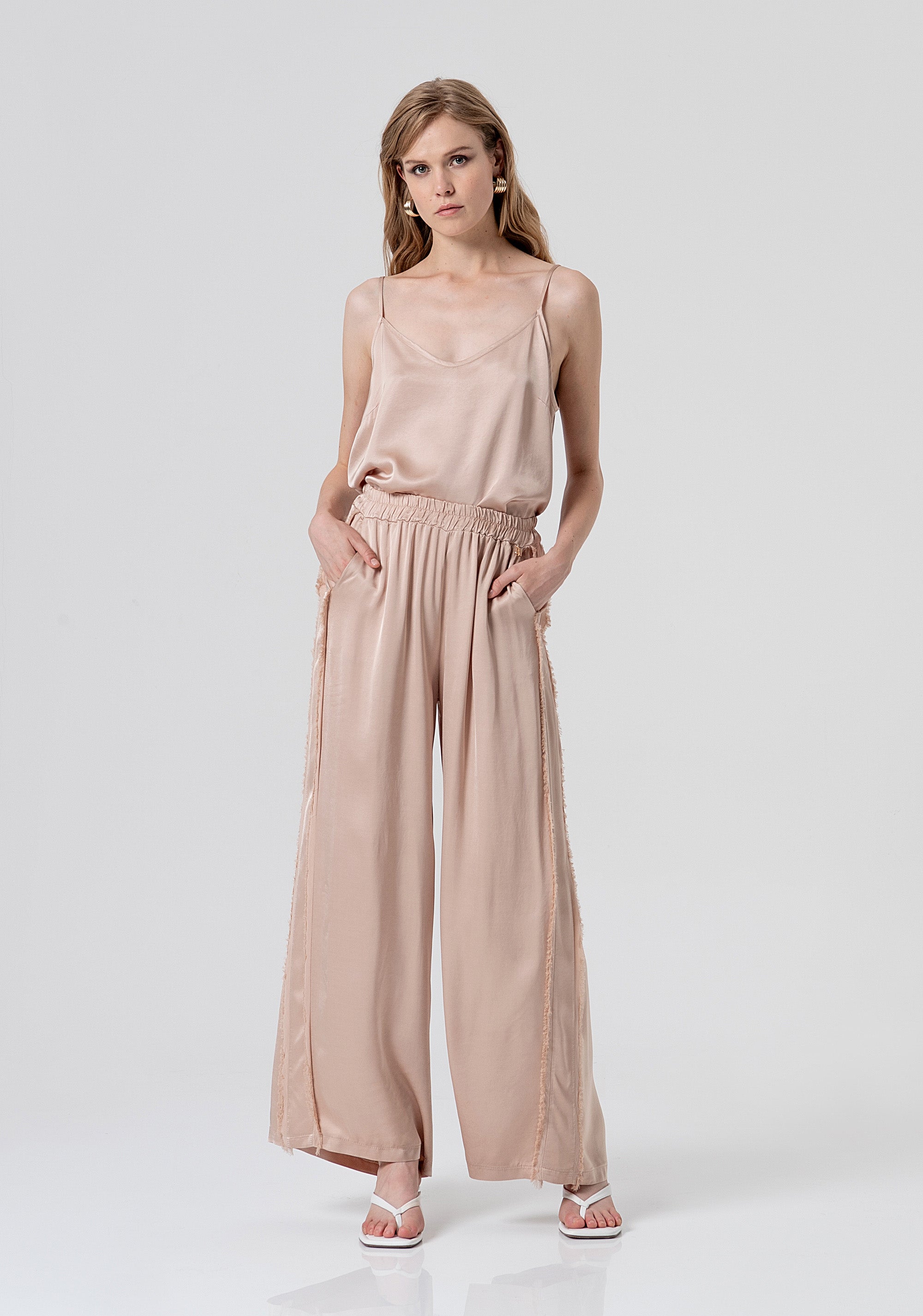 Pantalone flare a palazzo in raso di viscosa FS26SV3010W41301-050 Fracomina