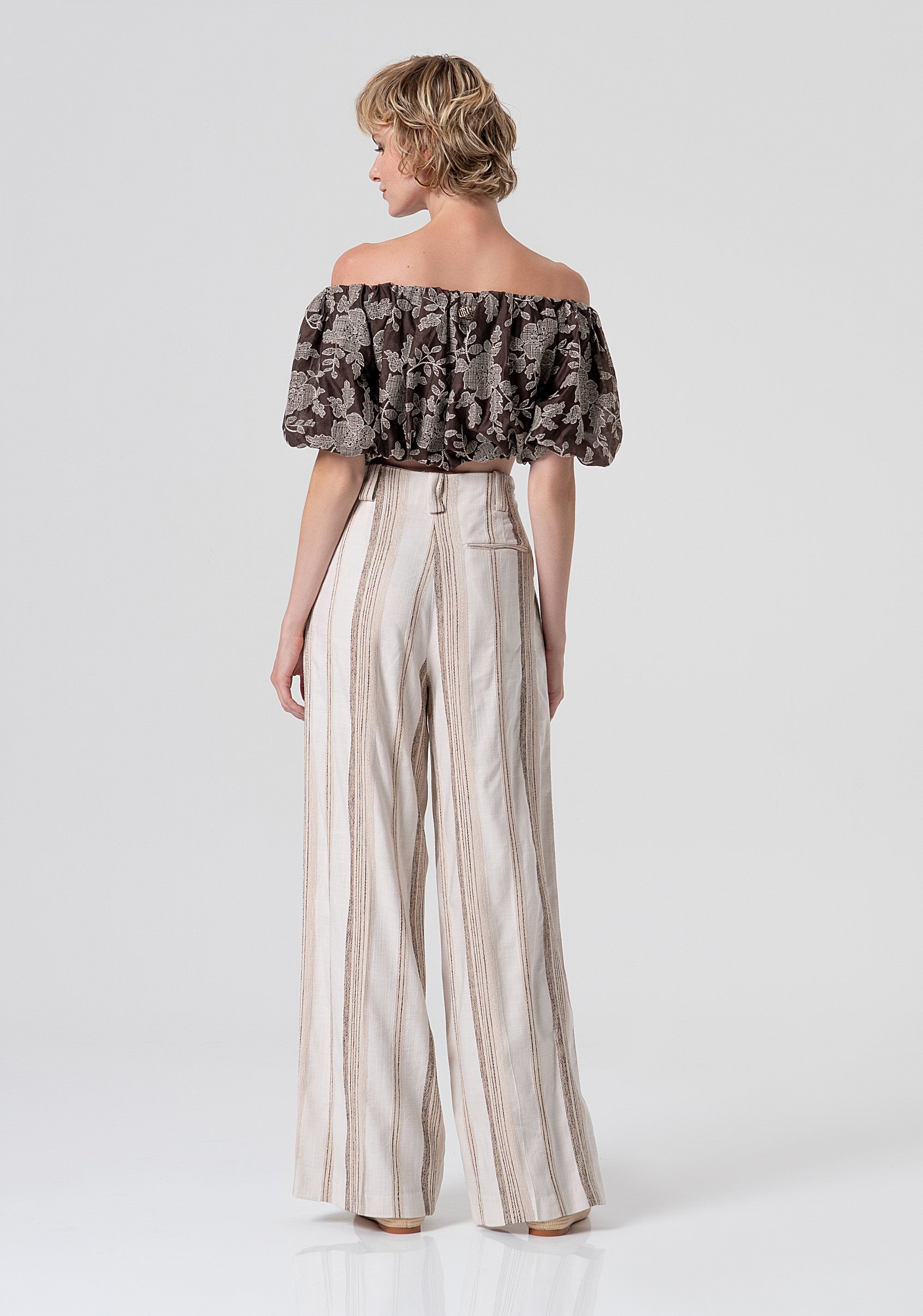 Pantalone flare a palazzo a righe FS26SV3013W840N8-050 Fracomina