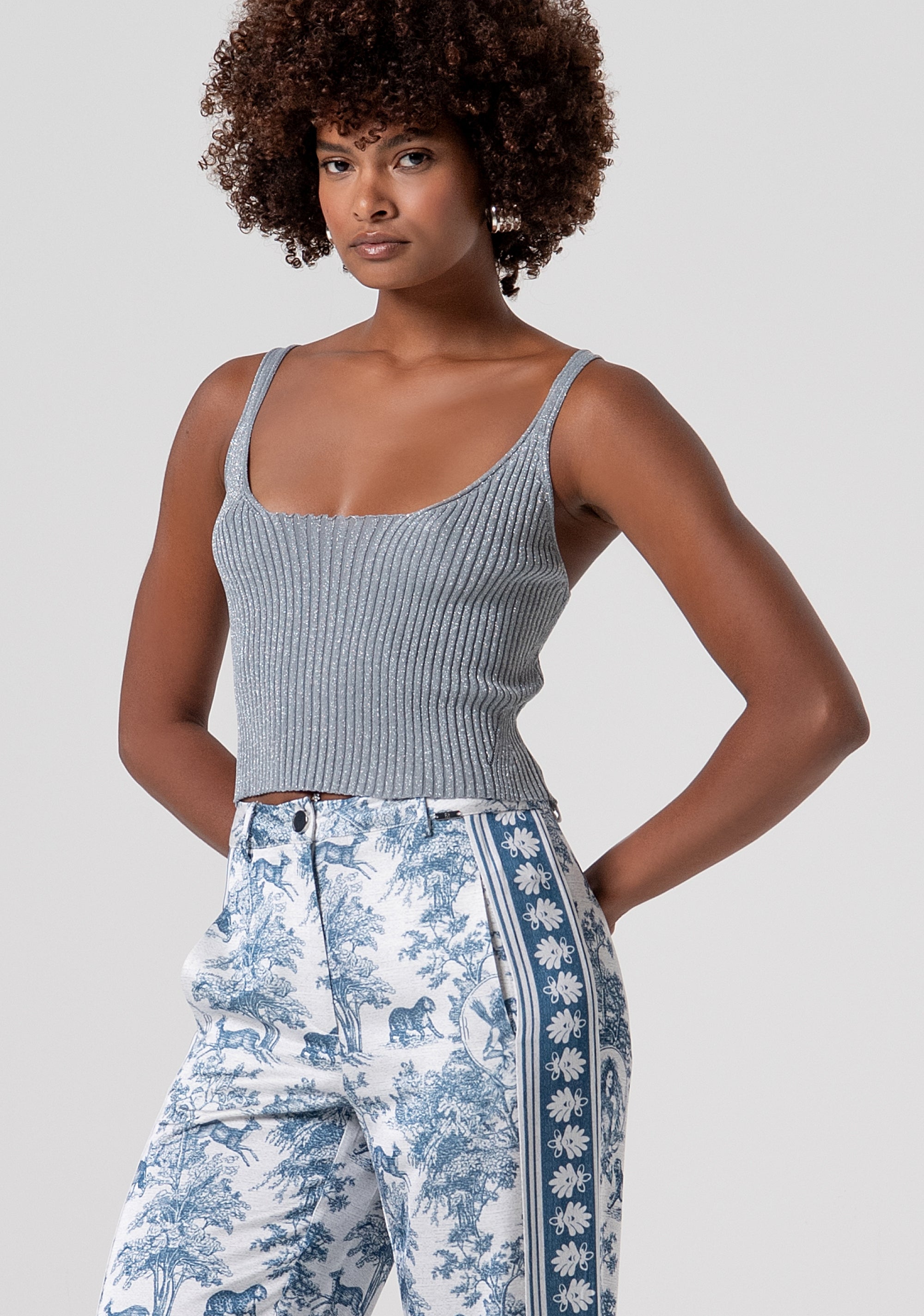 Pantalone flare a palazzo in fantasia FS26SV3015W459K5-083 Fracomina