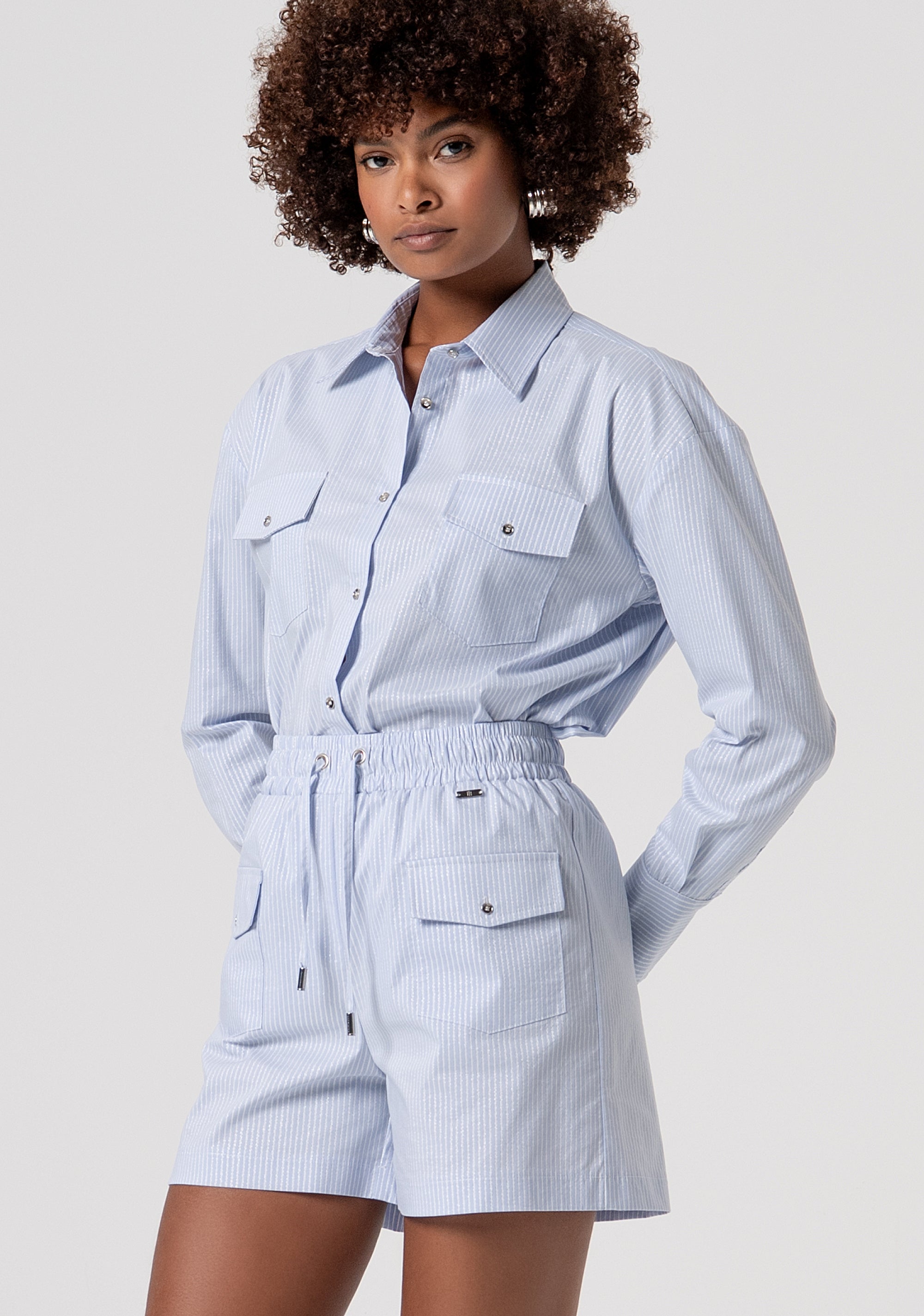 Pantaloncini regular in popeline a righe FS26SV6004W520N8-L62 Fracomina