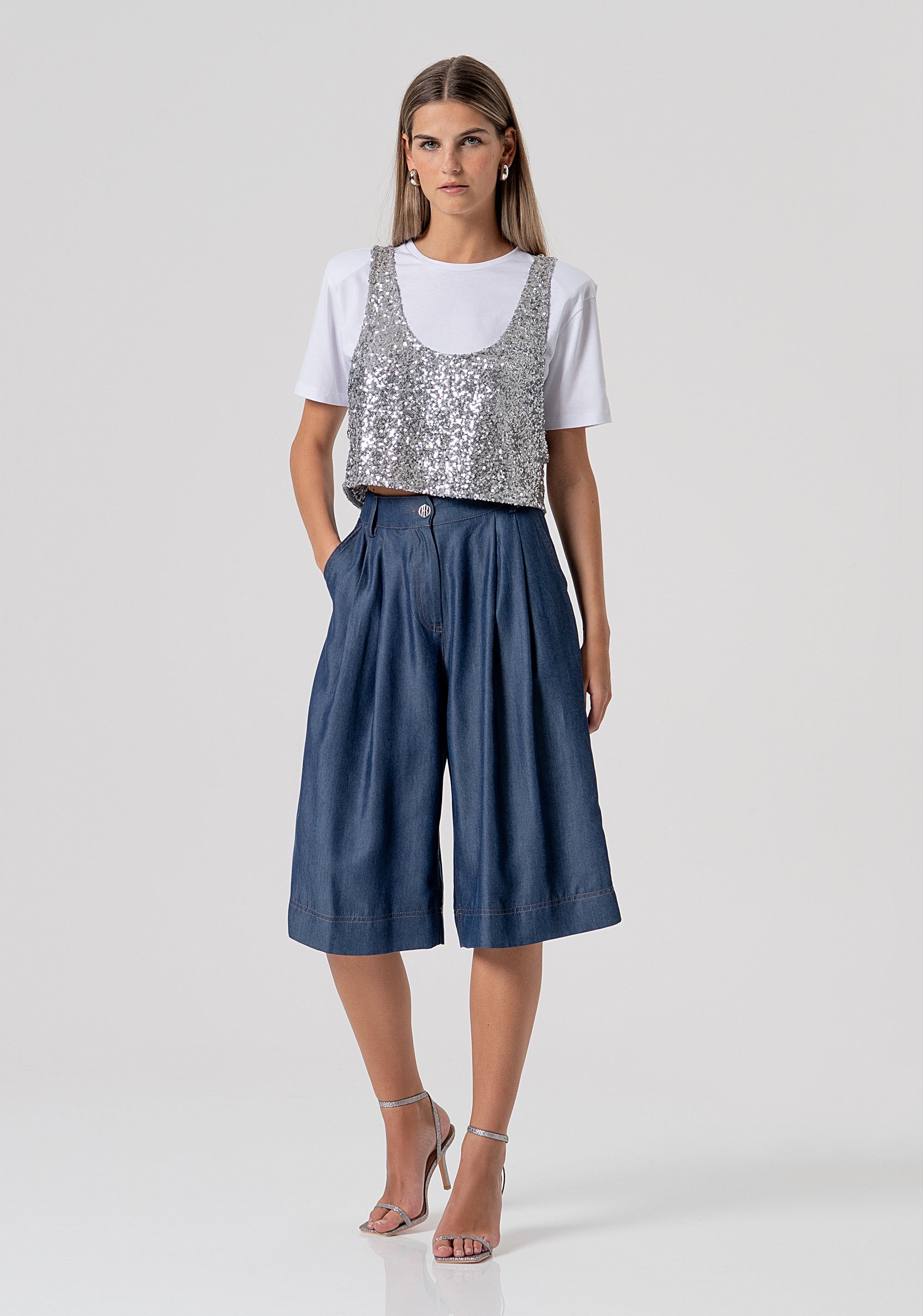 Bermuda flare in chambray FS26SV9002D46901-064 Fracomina