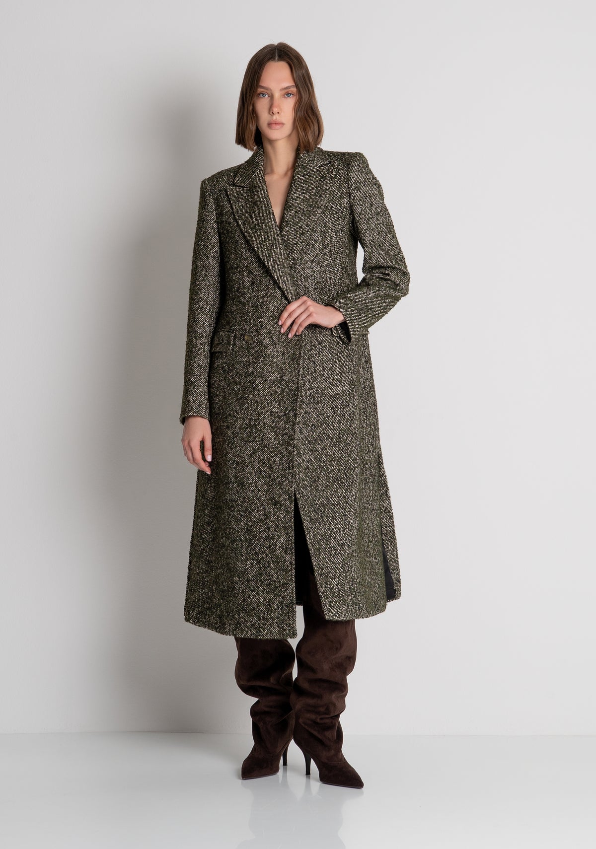 Cappotto regular lungo doppiopetto in tweed FS26WC1002W857F7 FRACOMINA