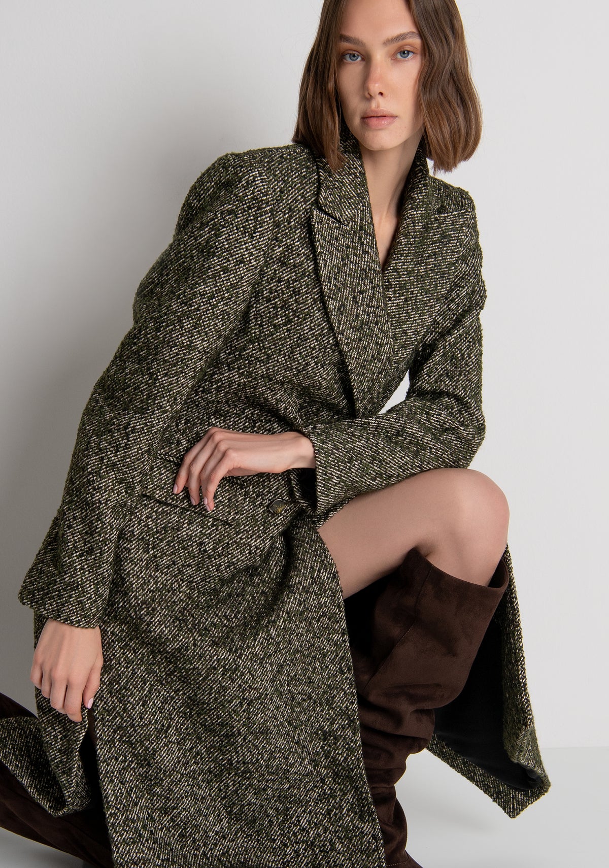 Cappotto regular lungo doppiopetto in tweed FS26WC1002W857F7 FRACOMINA
