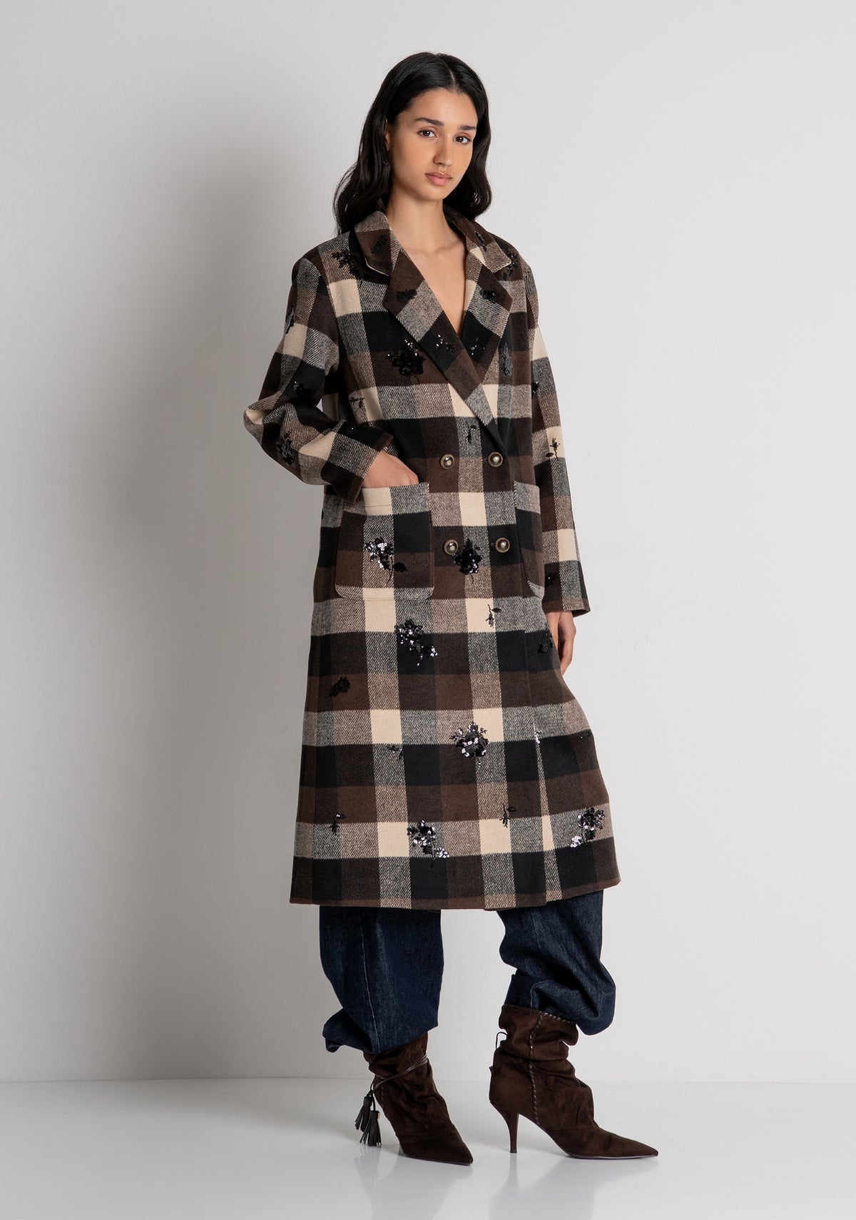 Cappotto regular lungo a quadri FS26WC1003W50495 FRACOMINA