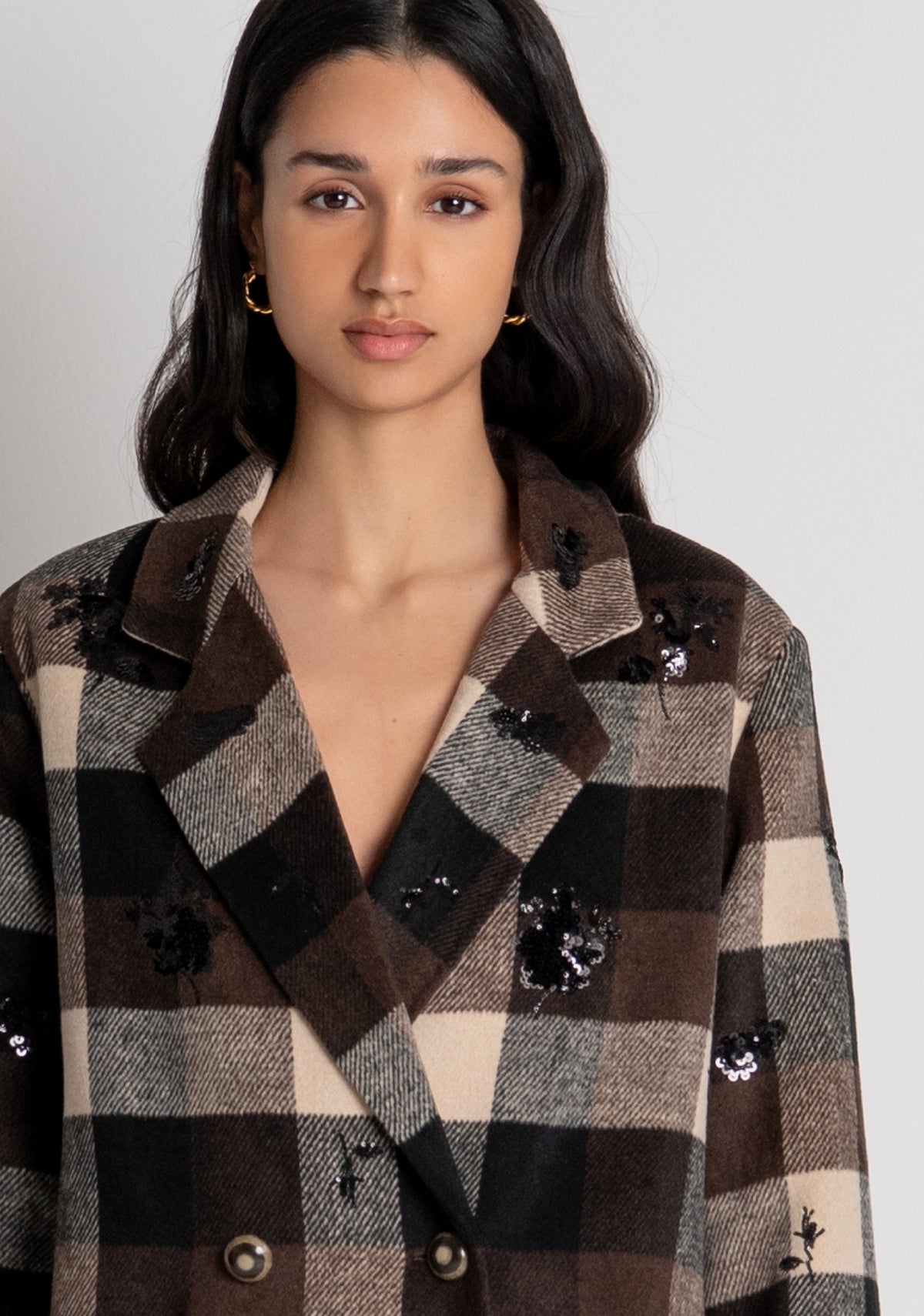 Cappotto regular lungo a quadri FS26WC1003W50495 FRACOMINA