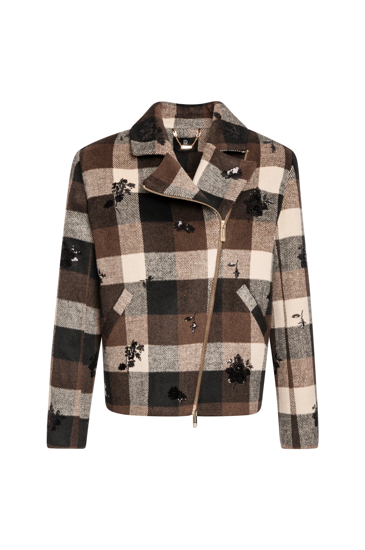 Giacca regular modello biker a quadri FS26WC1004W50495 FRACOMINA