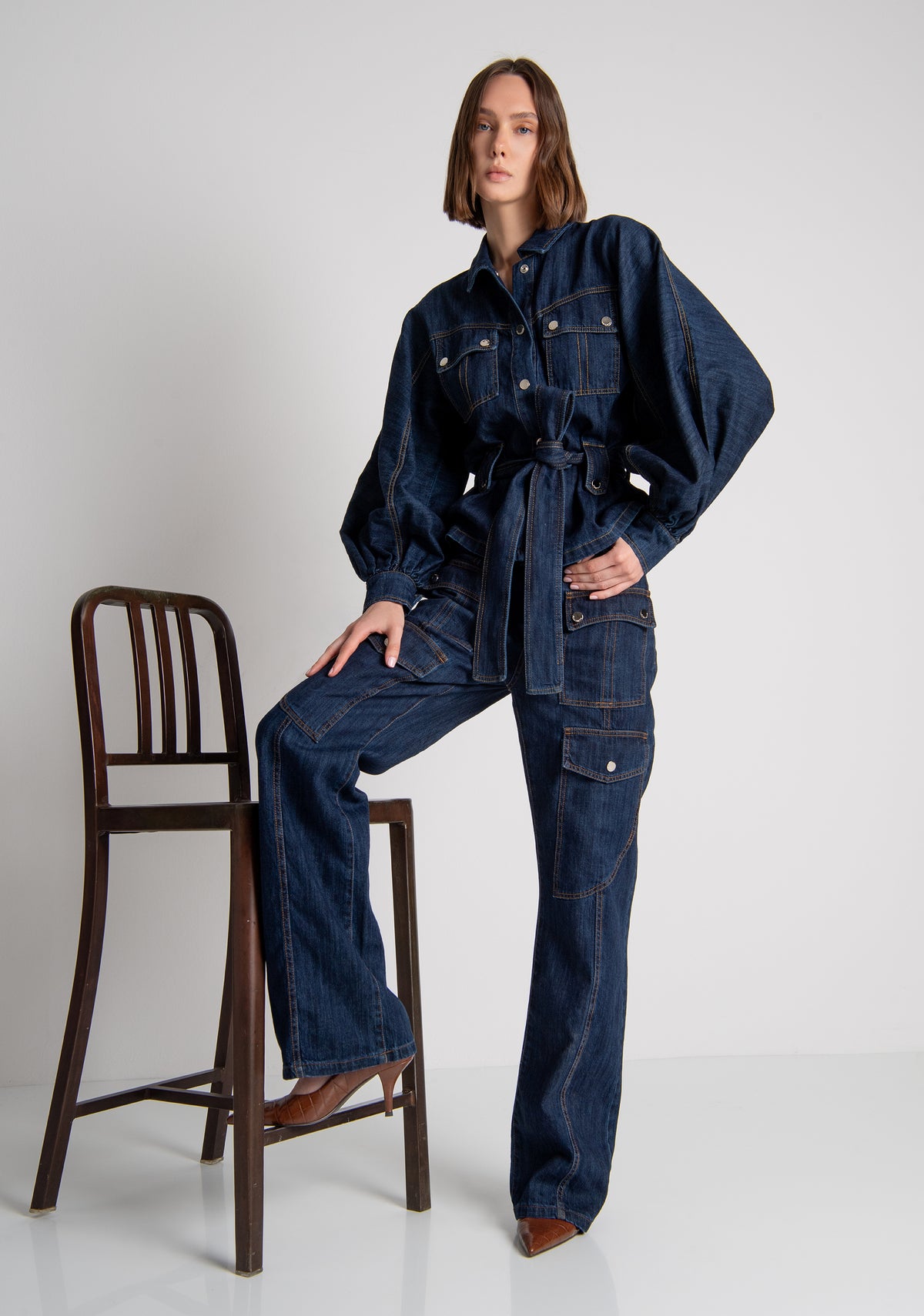 Giacca over in denim con lavaggio medio FS26WJ4002D40993 FRACOMINA