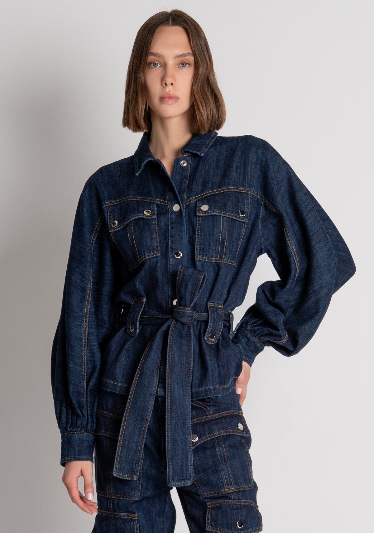 Giacca over in denim con lavaggio medio FS26WJ4002D40993 FRACOMINA