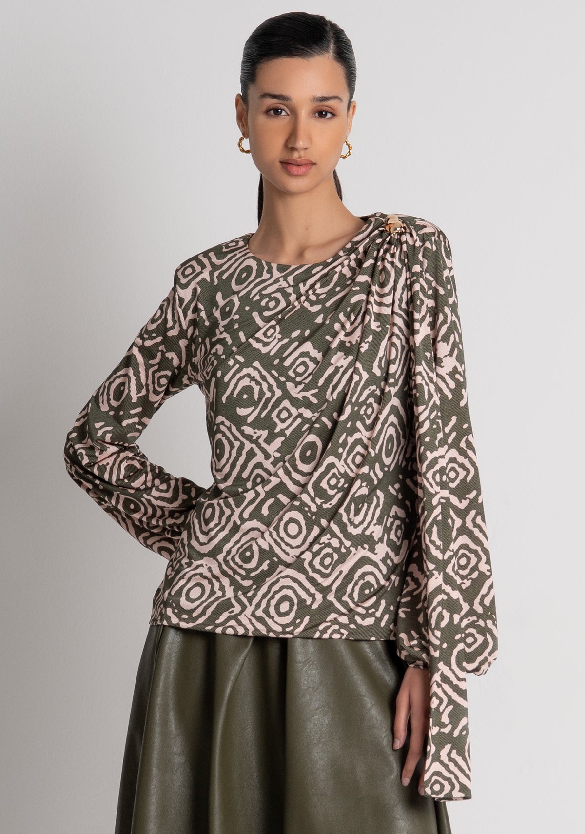 Blusa regular in fantasia geometrica FS26WT1006W798Y8 FRACOMINA