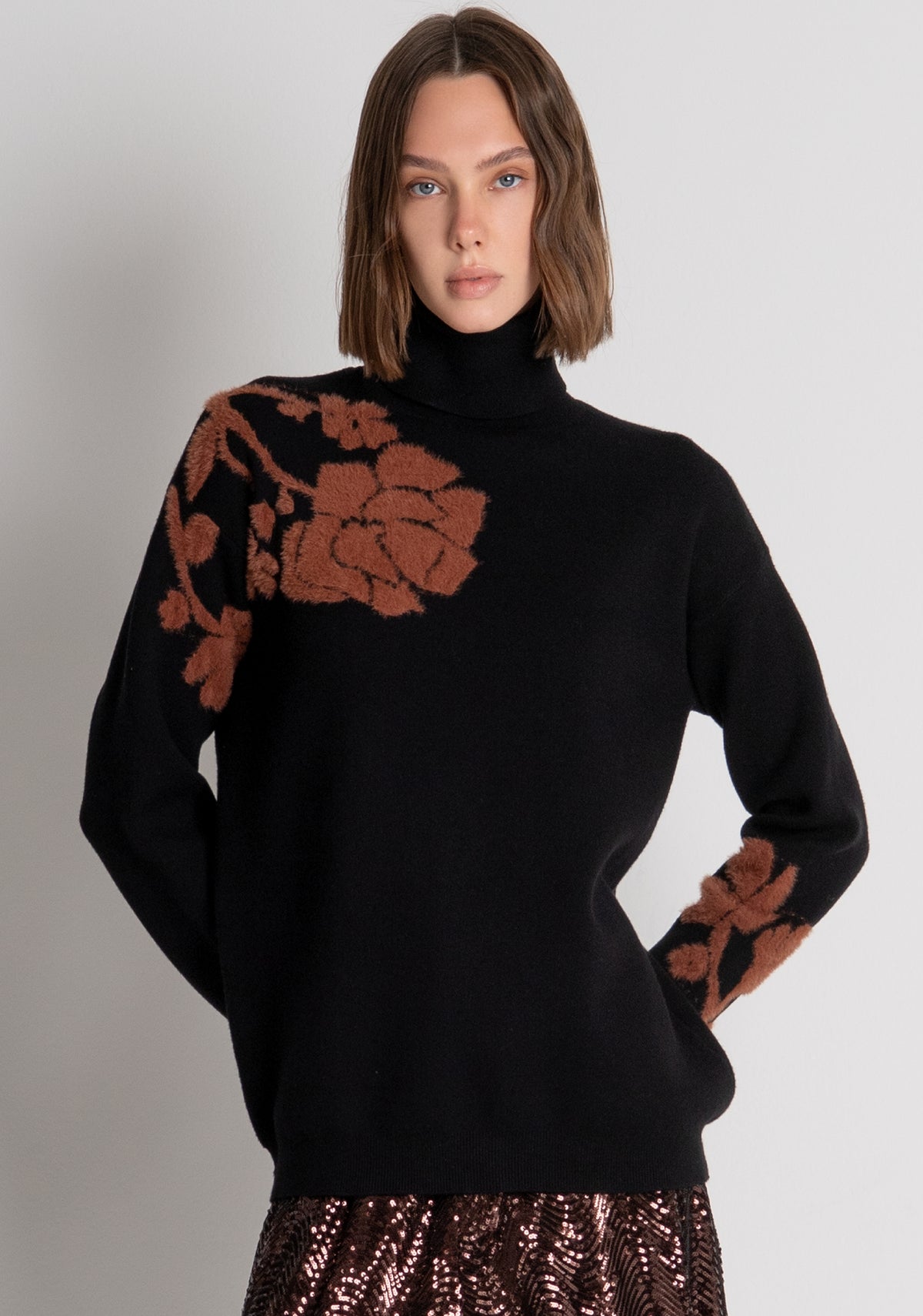 Maglia regular con jacquard a fiori FS26WT7008K50201 FRACOMINA