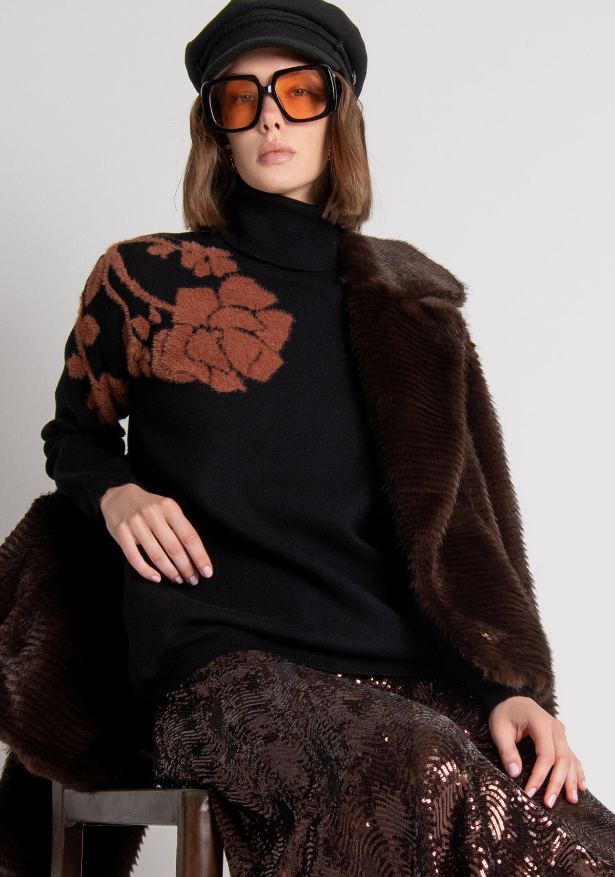 Maglia regular con jacquard a fiori FS26WT7008K50201 FRACOMINA
