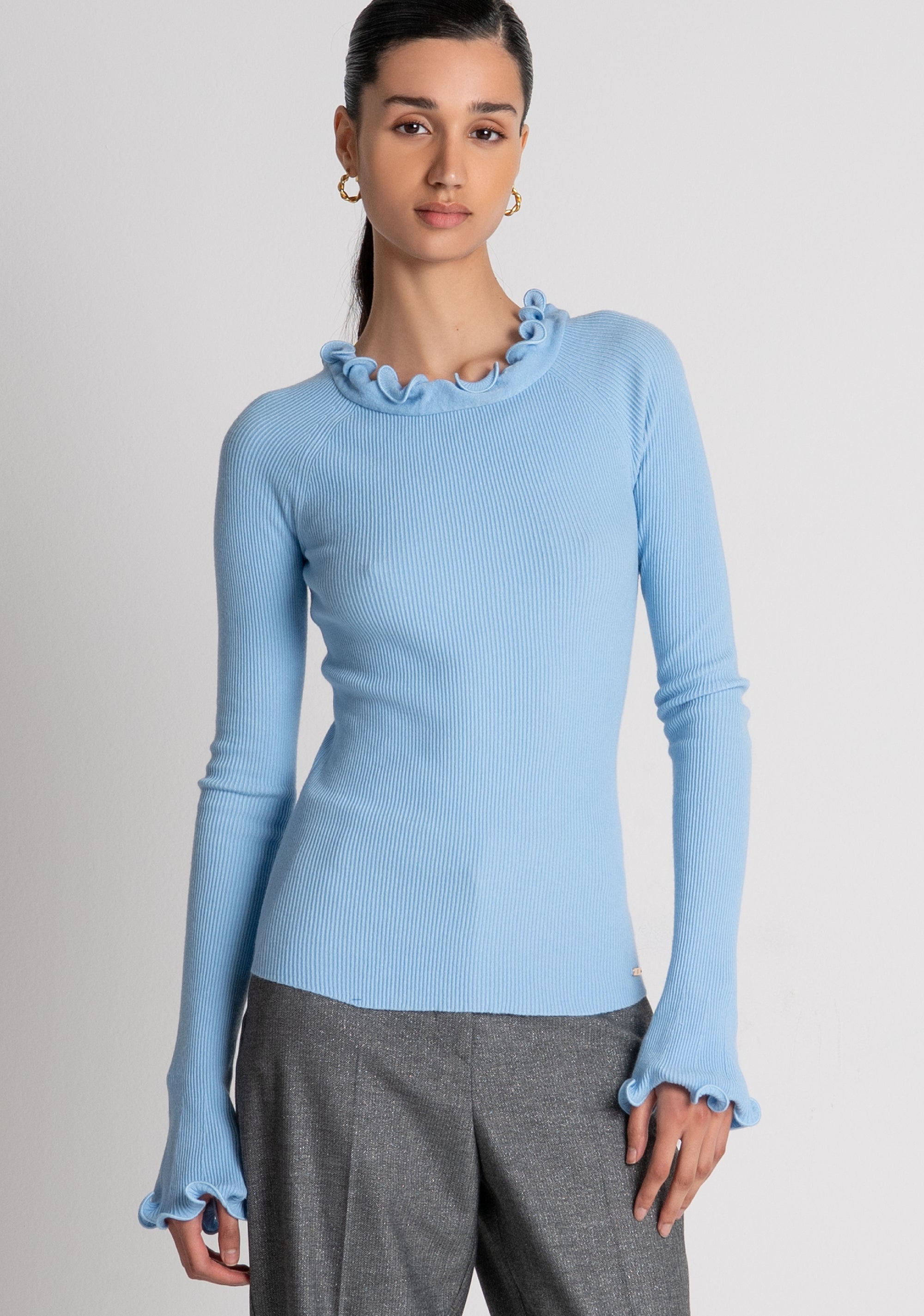 Maglia slim con rouches FRACOMINA — immagine 2 di 6