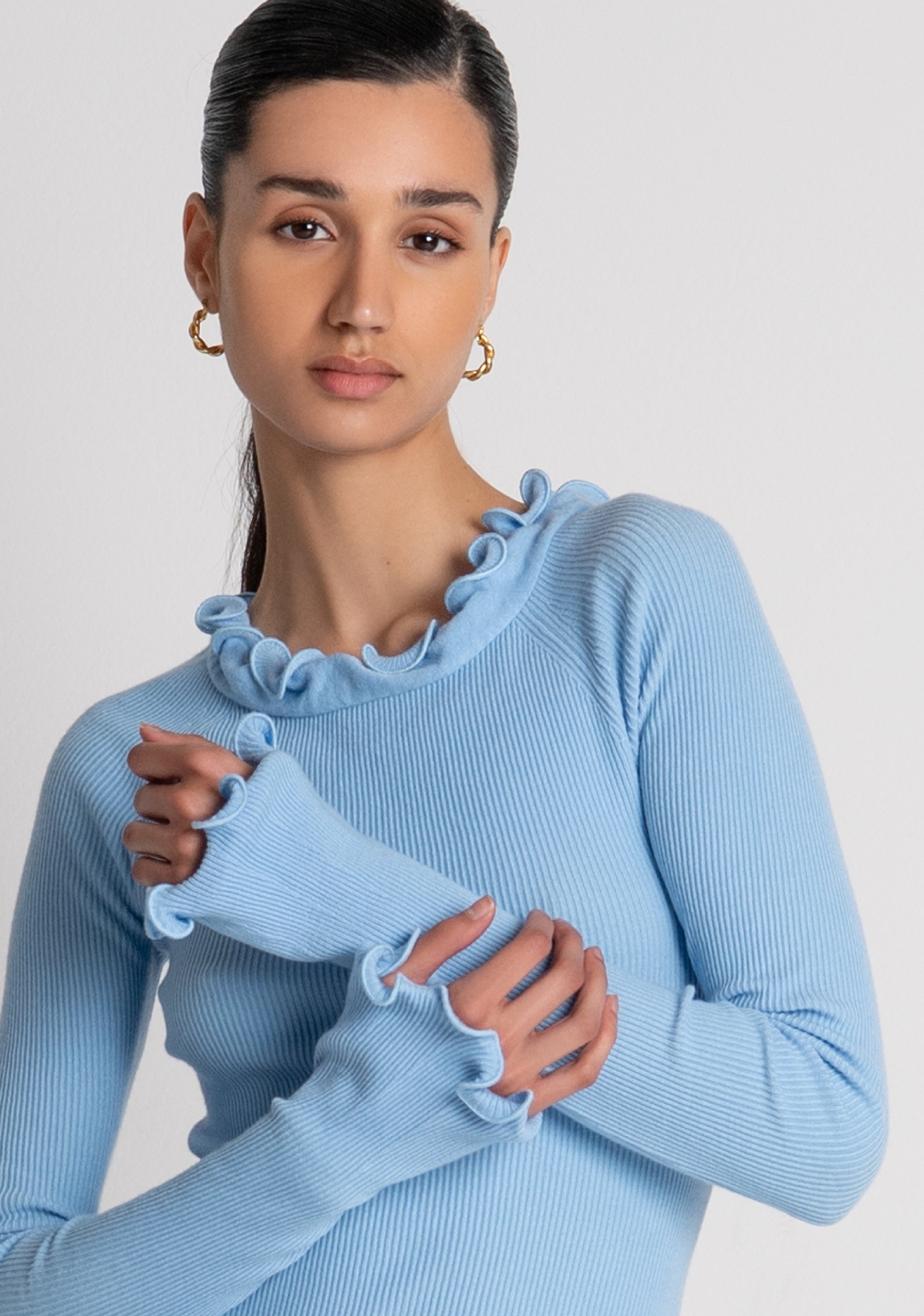 Maglia slim con rouches FRACOMINA — immagine 3 di 6