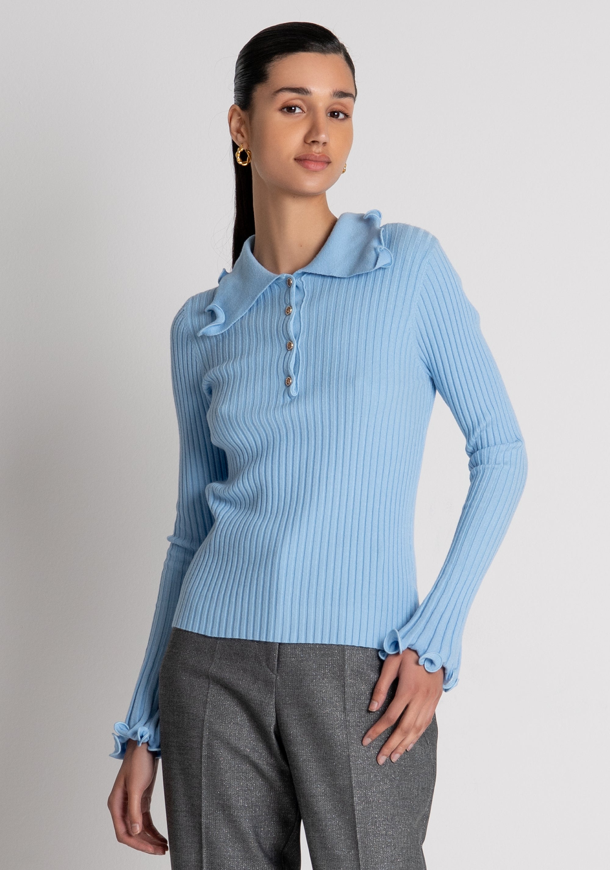 Maglia slim modello polo con rouches FS26WT7034K42001 FRACOMINA