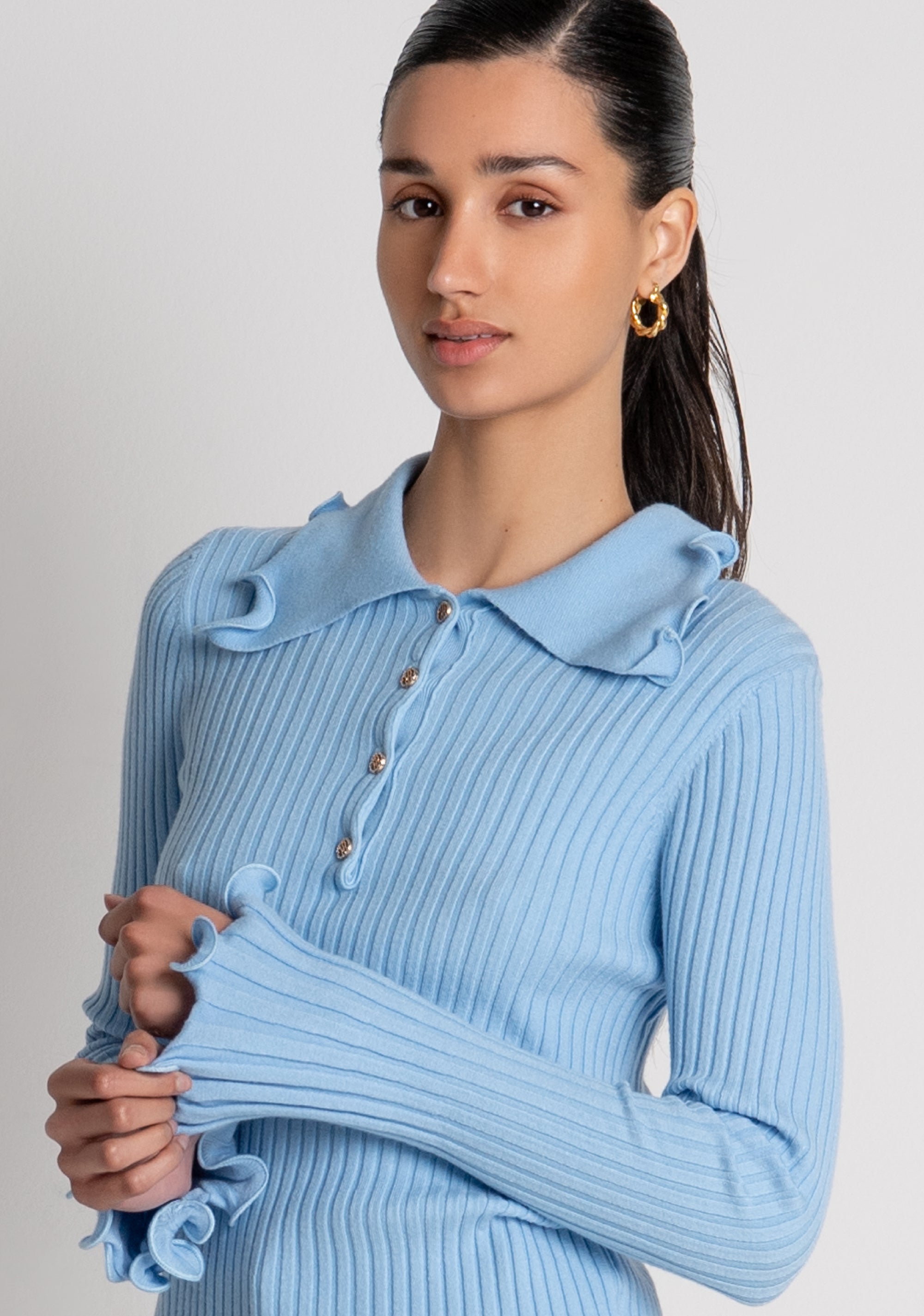 Maglia slim modello polo con rouches FS26WT7034K42001 FRACOMINA