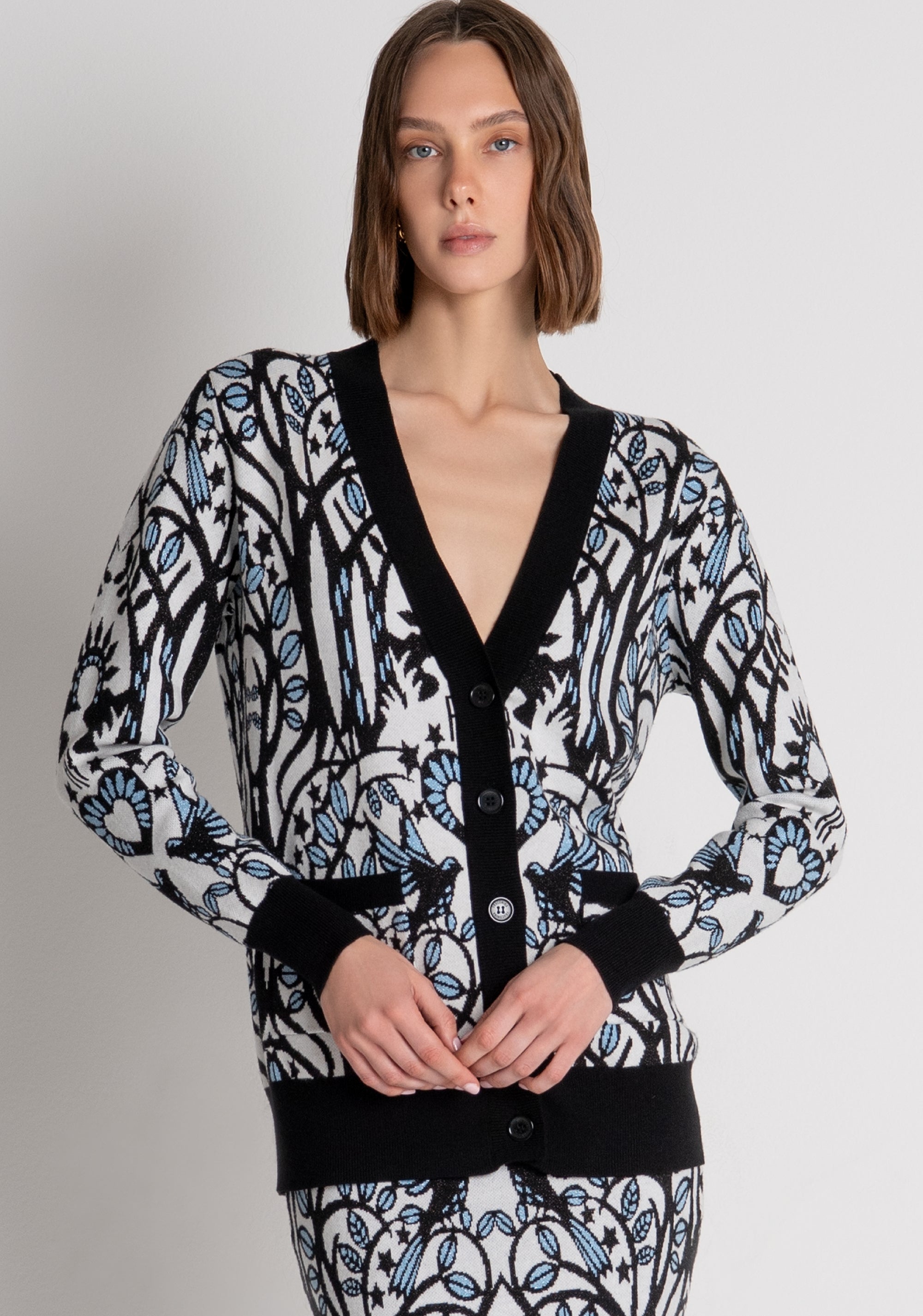 Cardigan regular in jacquard FS26WT8001K502F8 FRACOMINA