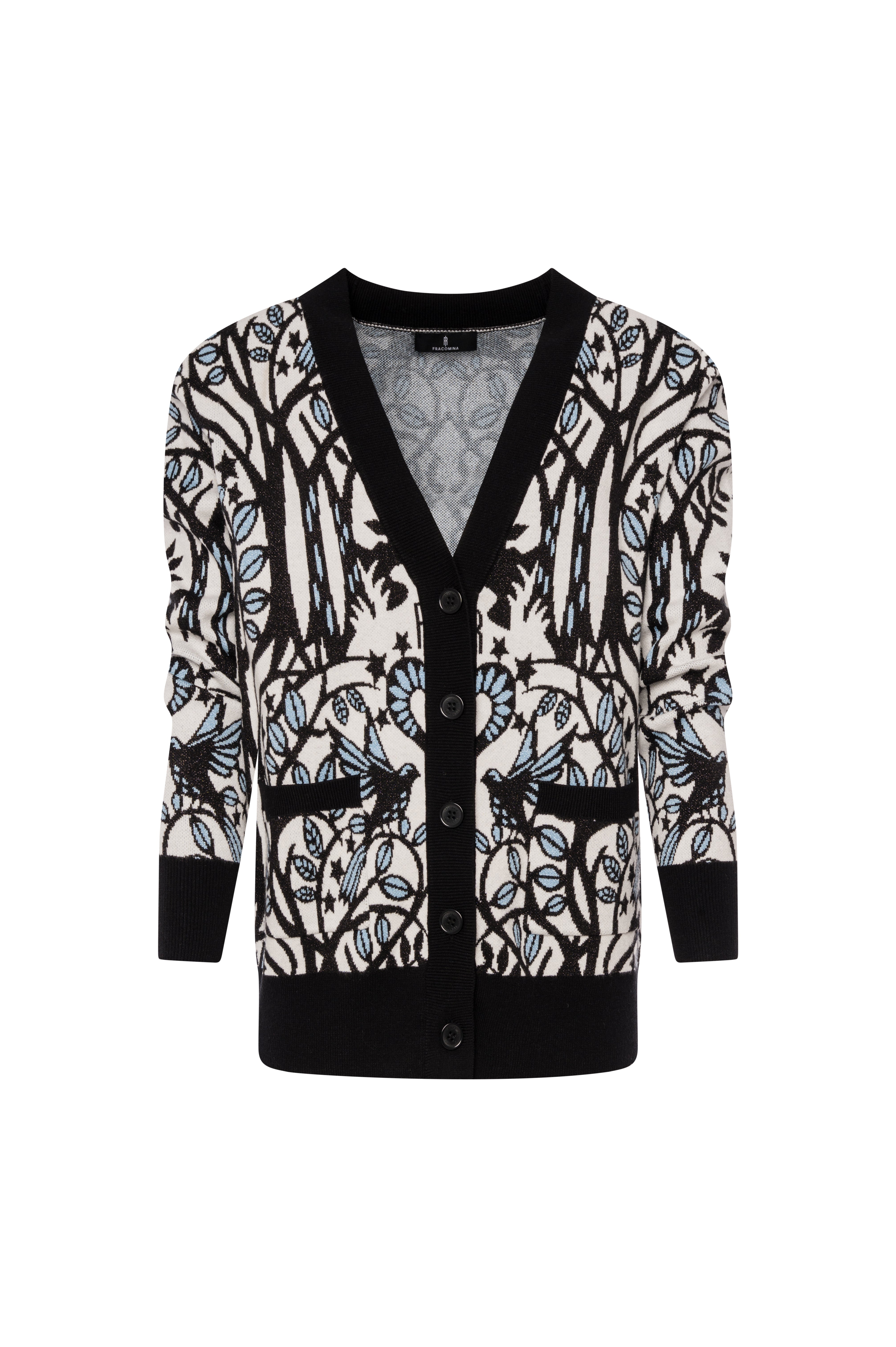 Cardigan regular in jacquard FS26WT8001K502F8 FRACOMINA