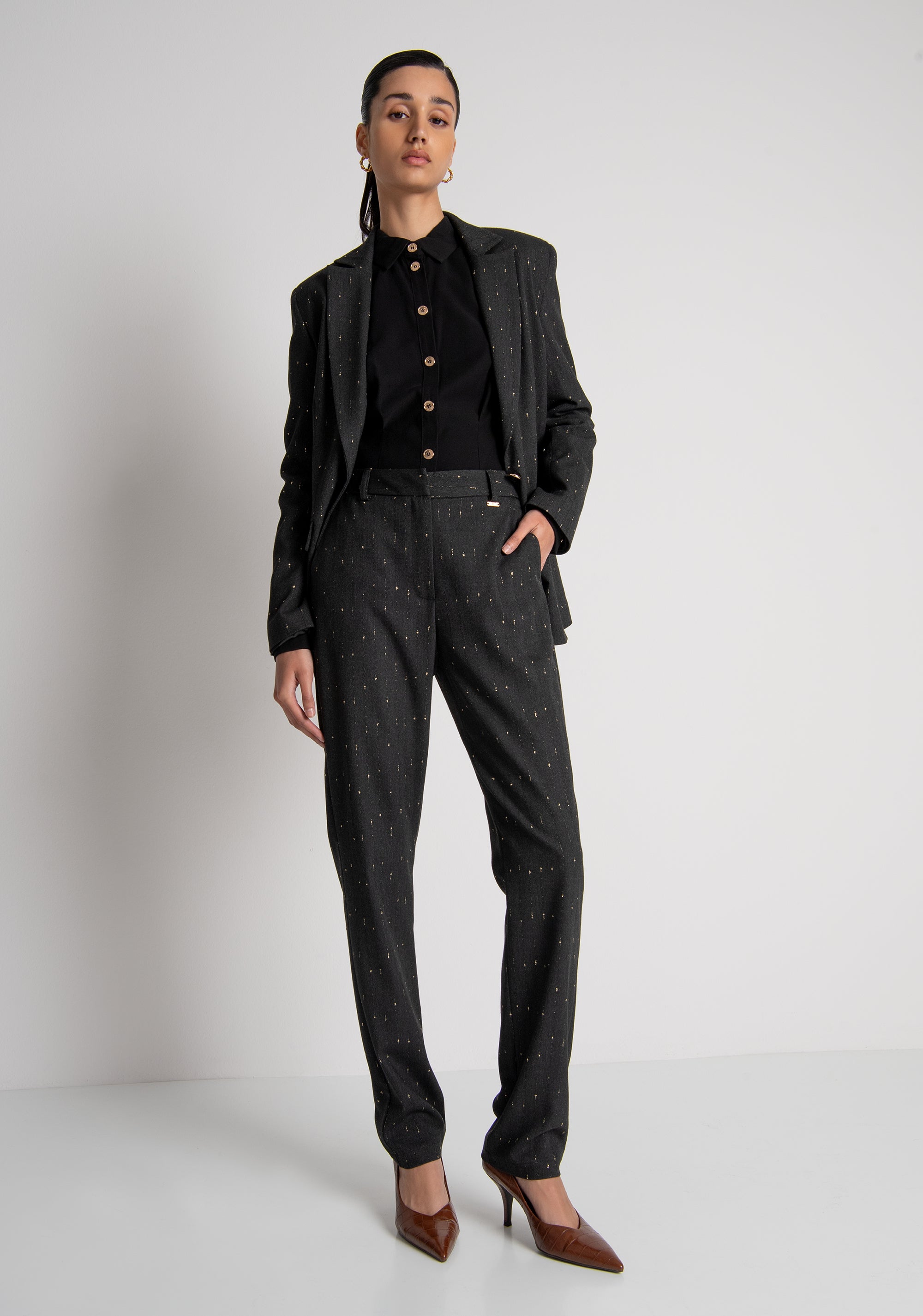 Pantalone regular in tessuto gessato FS26WV2003W726Q7 FRACOMINA