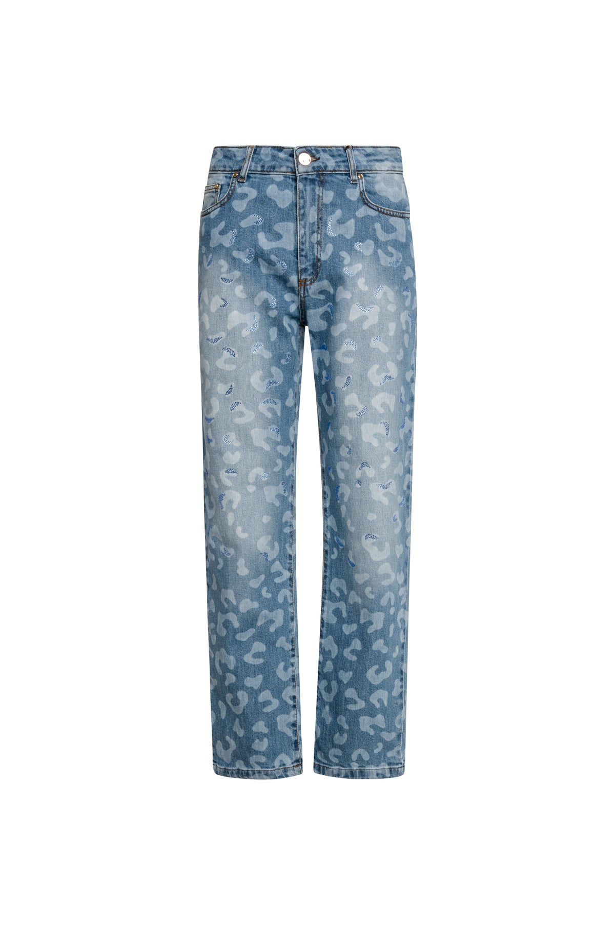 Jeans wide leg in denim con lavaggio chiaro e fantasia animalier FS26WV2005D401L7-K02 Fracomina