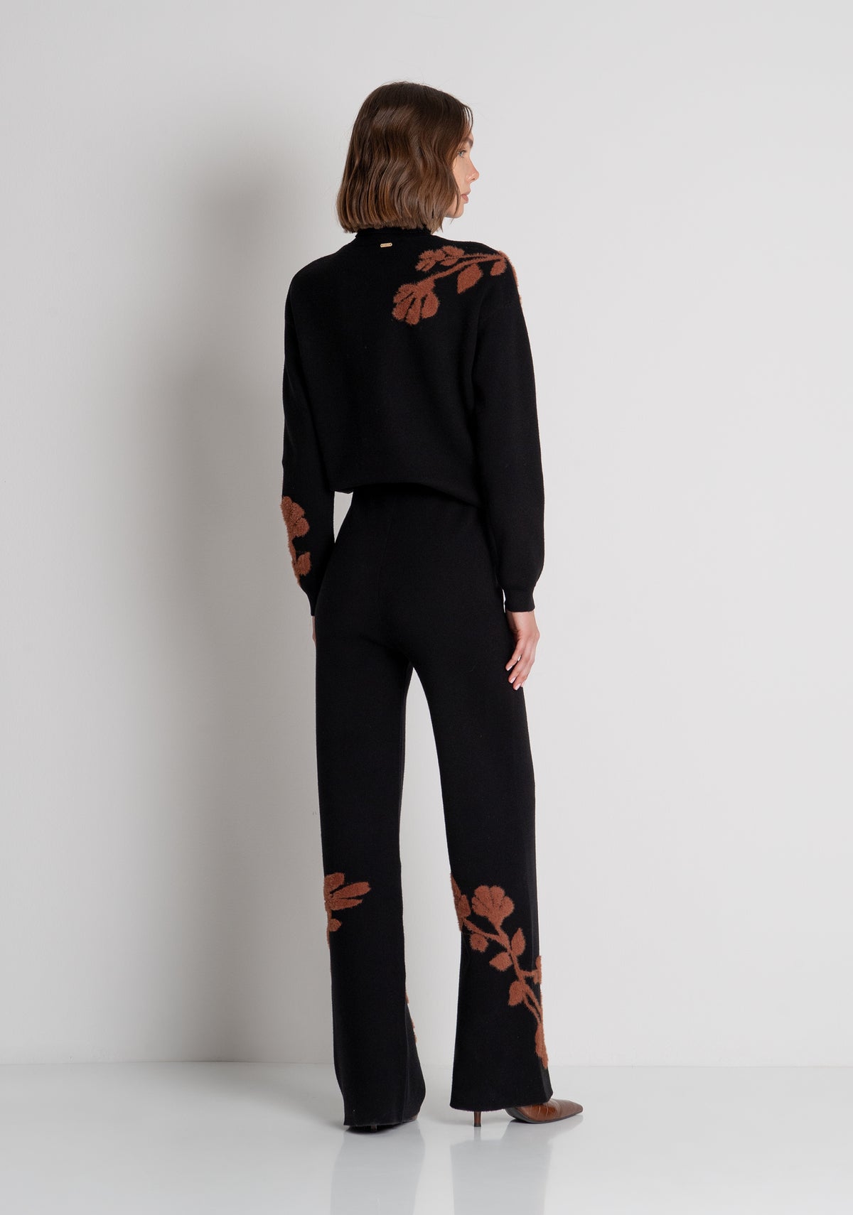 Pantalone wide a palazzo in maglia con jacquard floreale FS26WV3004K50201 FRACOMINA
