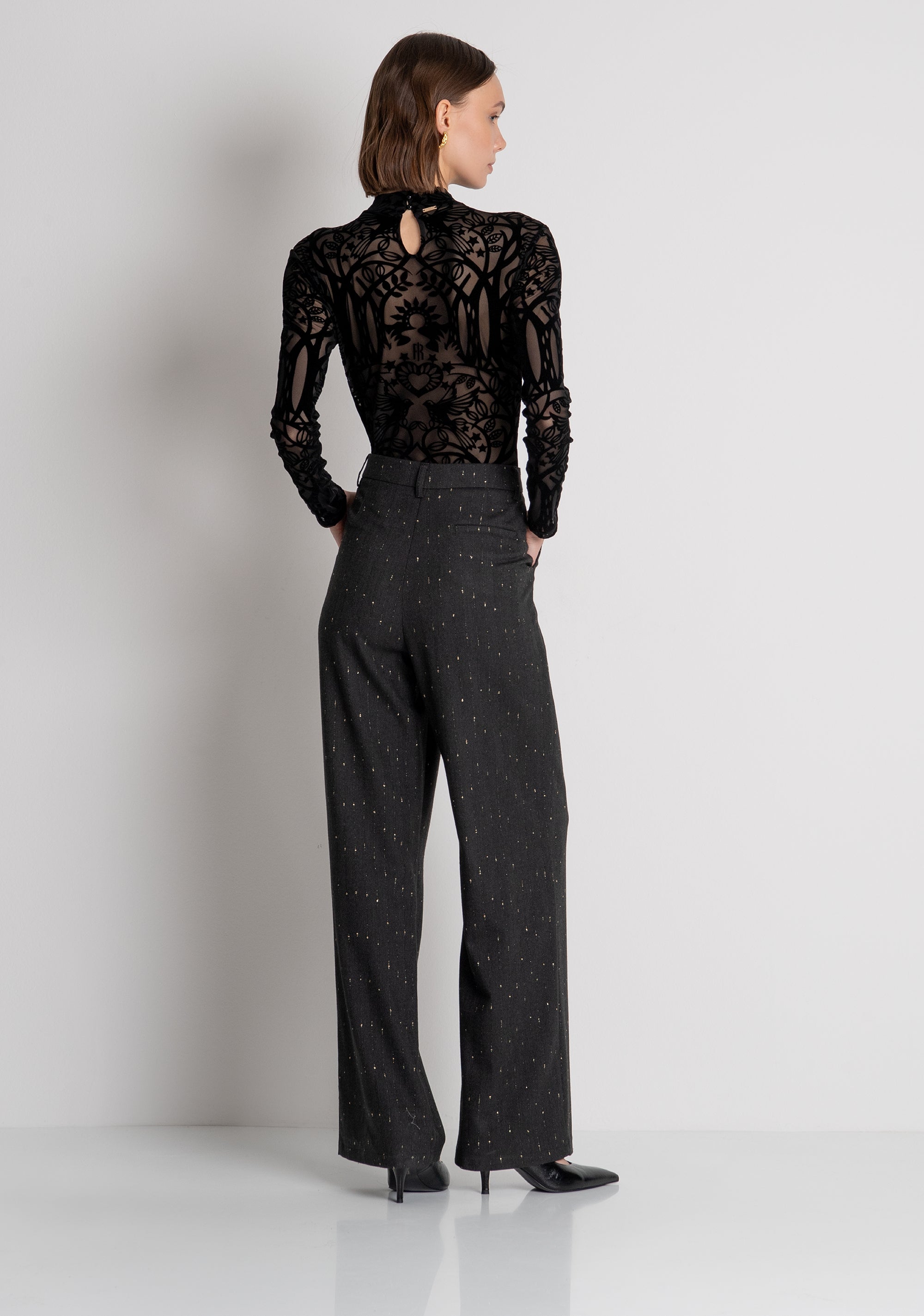Pantalone wide a palazzo in tessuto gessato FS26WV3009W726Q7 FRACOMINA