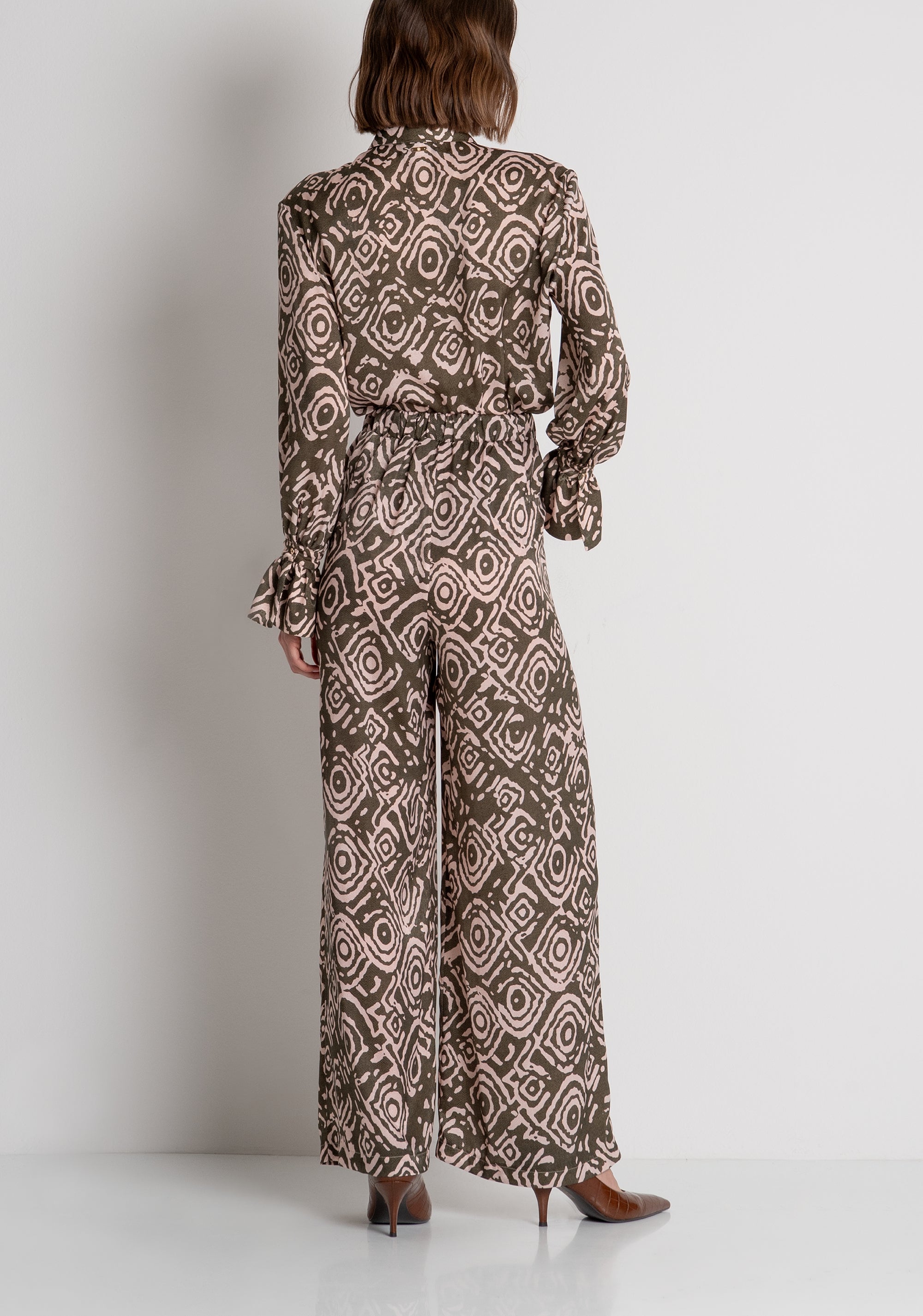 Pantalone wide a palazzo in fantasia geometrica FRACOMINA — immagine 4 di 6