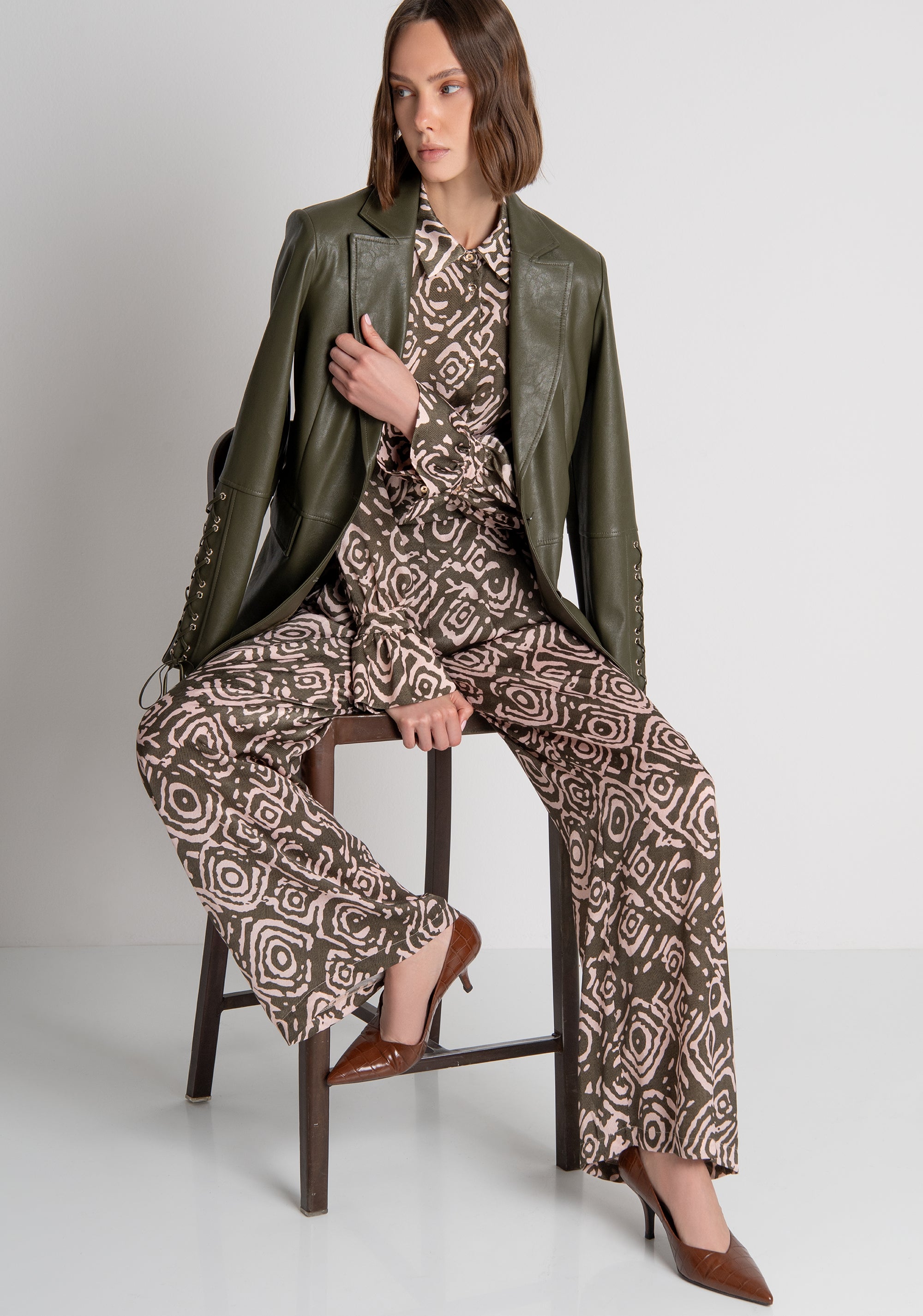 Pantalone wide a palazzo in fantasia geometrica FRACOMINA — immagine 1 di 6