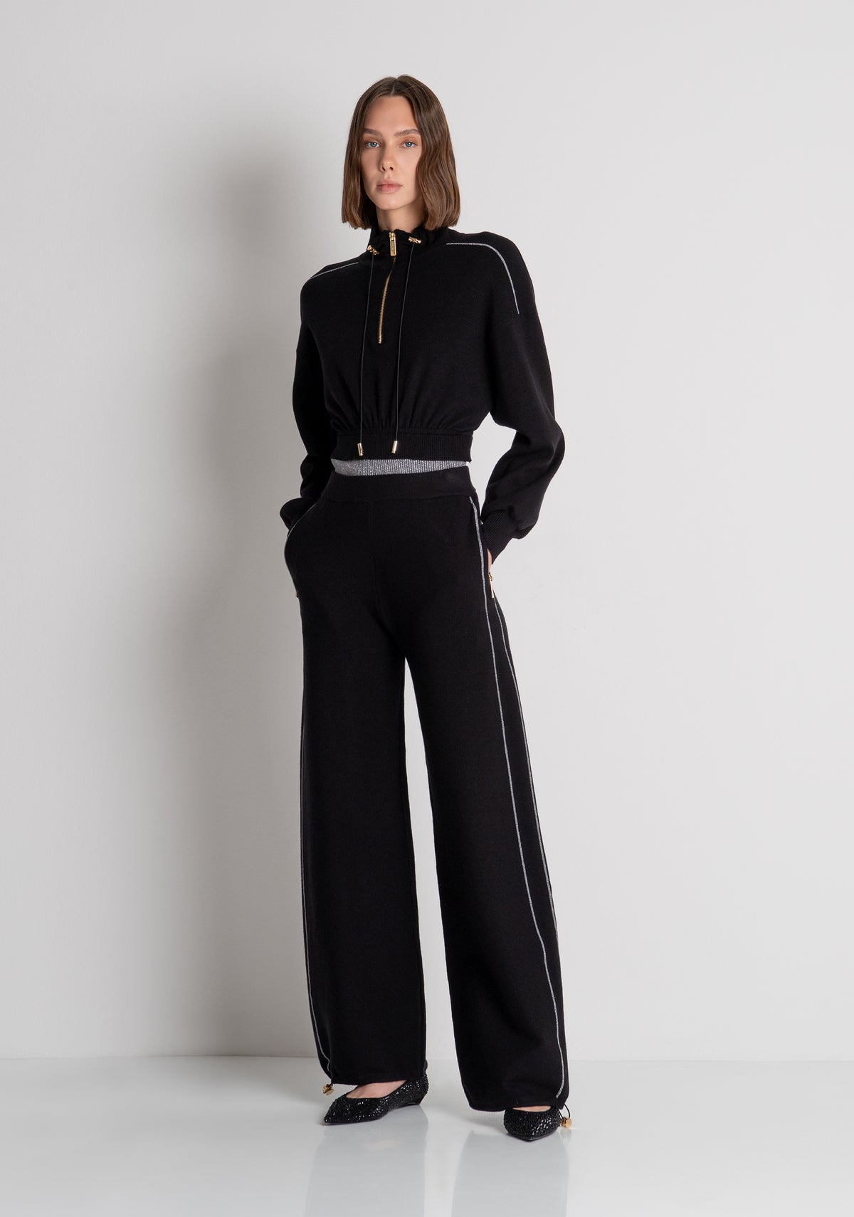Pantalone wide a palazzo in maglia FS26WV7002K45901 FRACOMINA