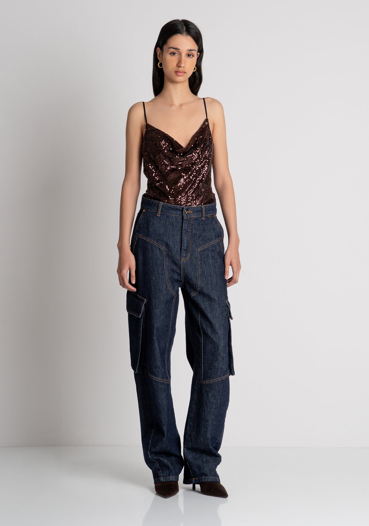 Jeans carrot balloon fit in denim con lavaggio scuro FS26WVC001D40193 FRACOMINA