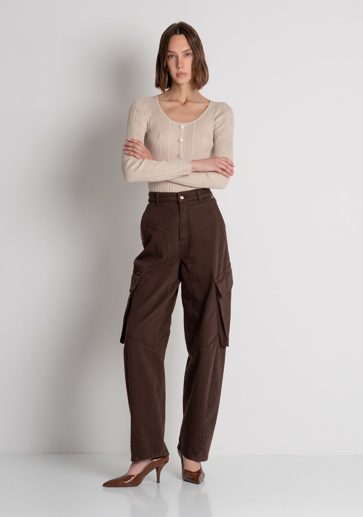 Pantalone carrot balloon fit in gabardina FS26WVC001W67601 FRACOMINA