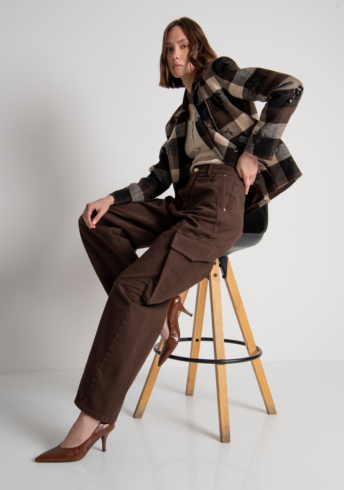 Pantalone carrot balloon fit in gabardina FS26WVC001W67601 FRACOMINA