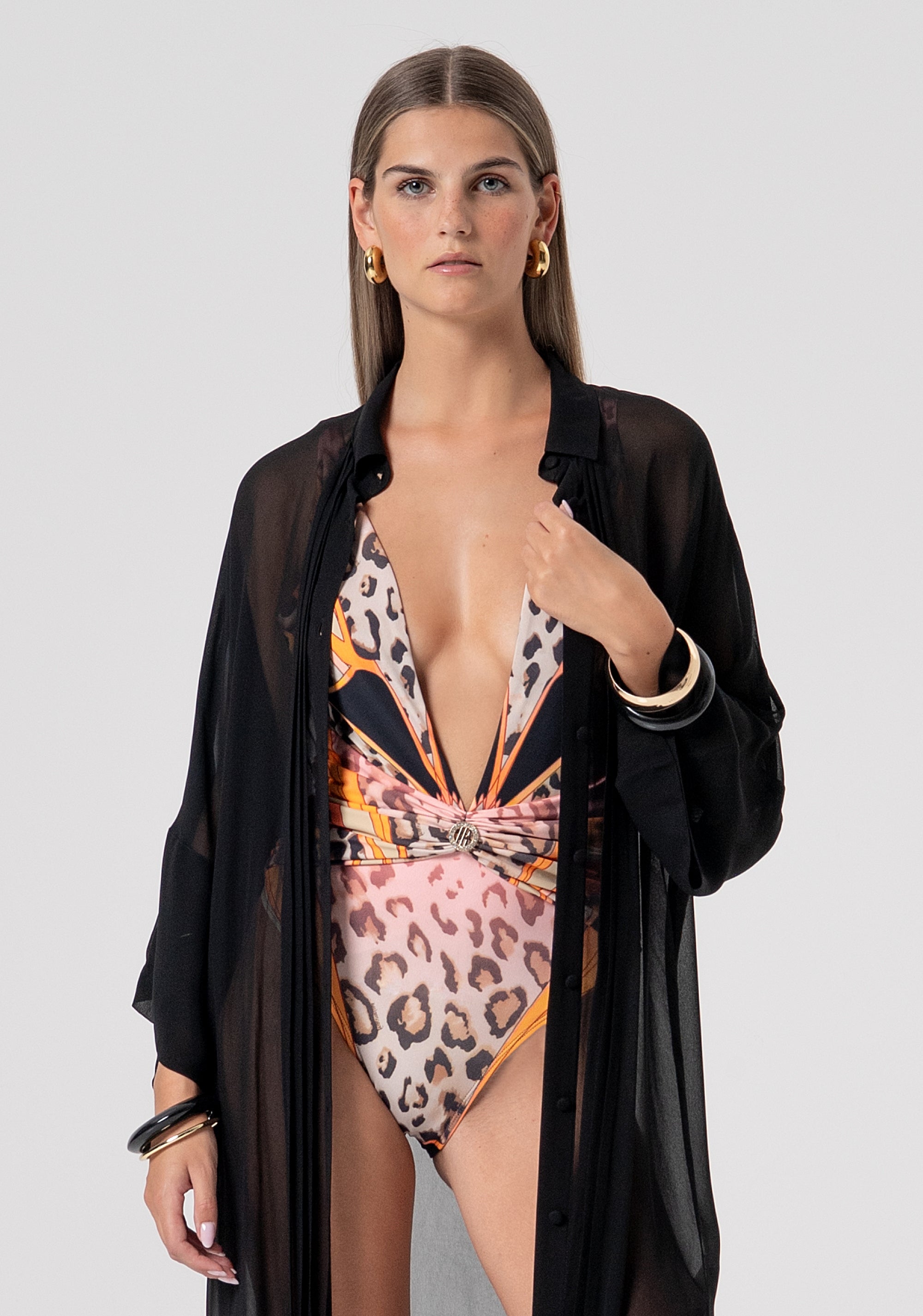 Kimono regular lungo in georgette FV26SD3003W58301-053 Fracomina