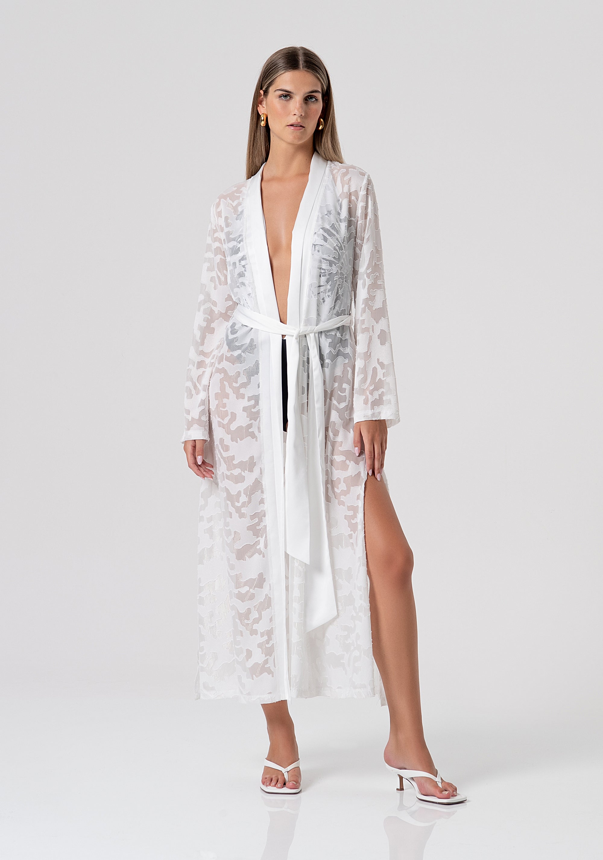 Kimono regular lungo in pizzo FV26SD3011W421F8-278 Fracomina