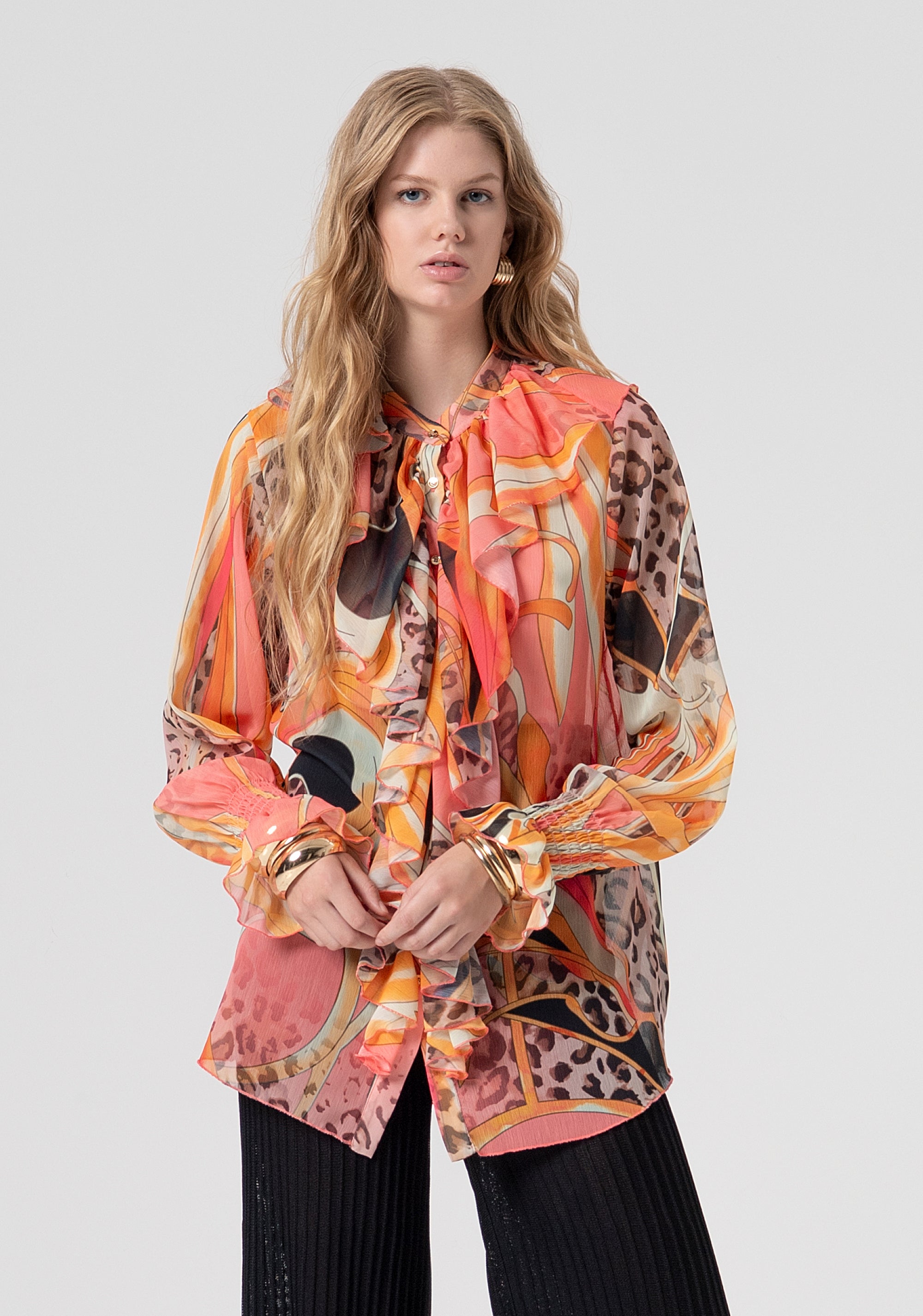 Blusa regular in fantasia FV26ST6001W412J8-222 Fracomina