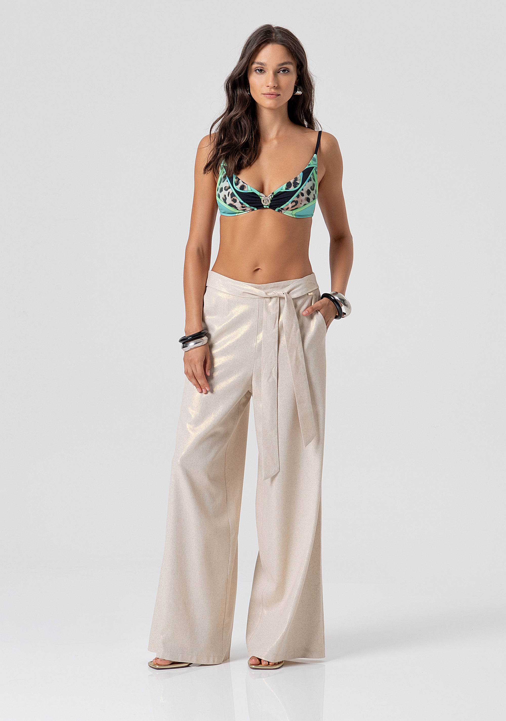 Pantalone flare a palazzo con spalmatura FV26SV3010W49801-150 Fracomina