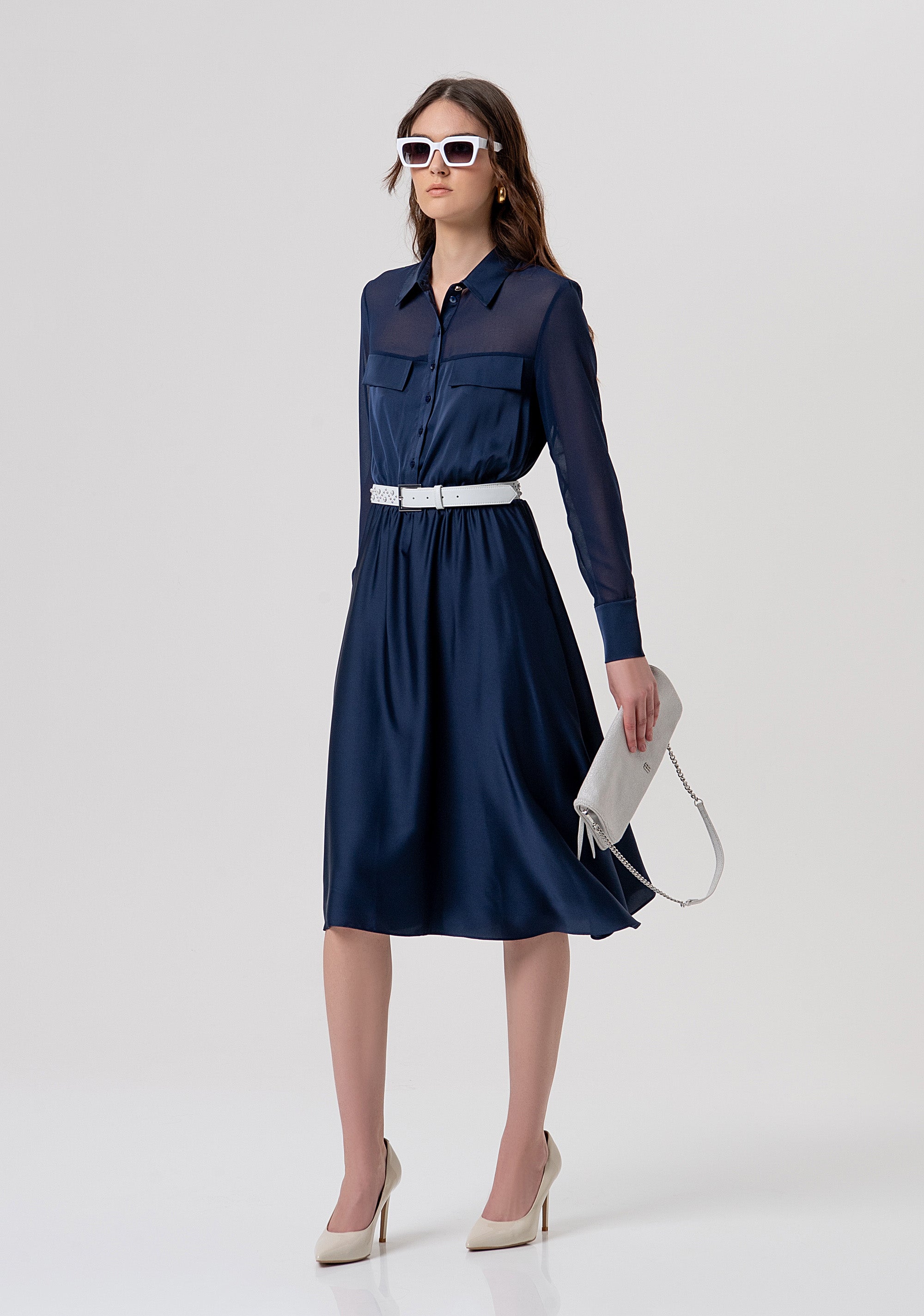 Abito  regular midi in mix di tessuti FY26SD2025W41101-117 Fracomina