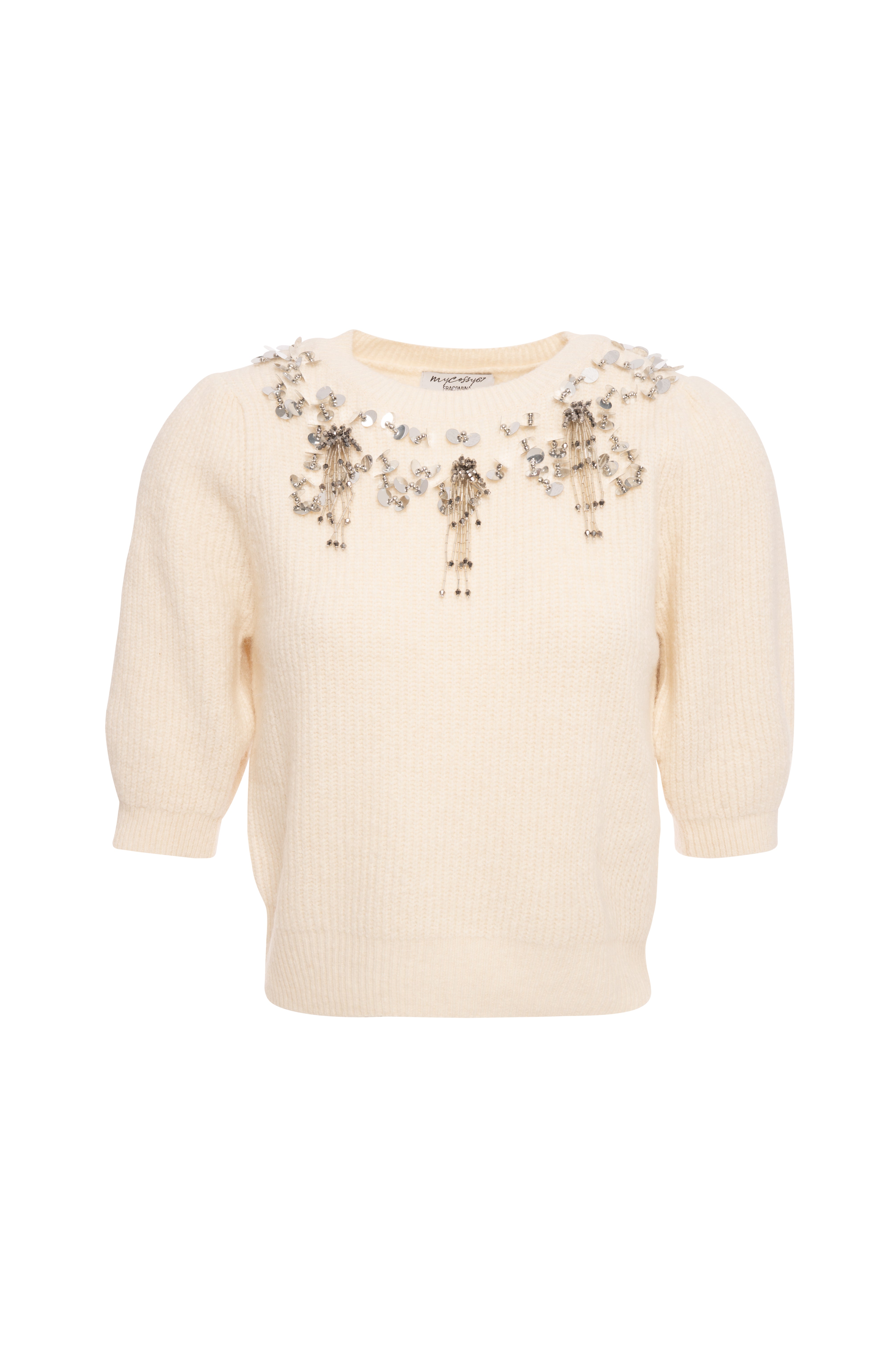 Maglia cropped con applicazioni gioiello FY26WT7058K458R9-K59 Fracomina