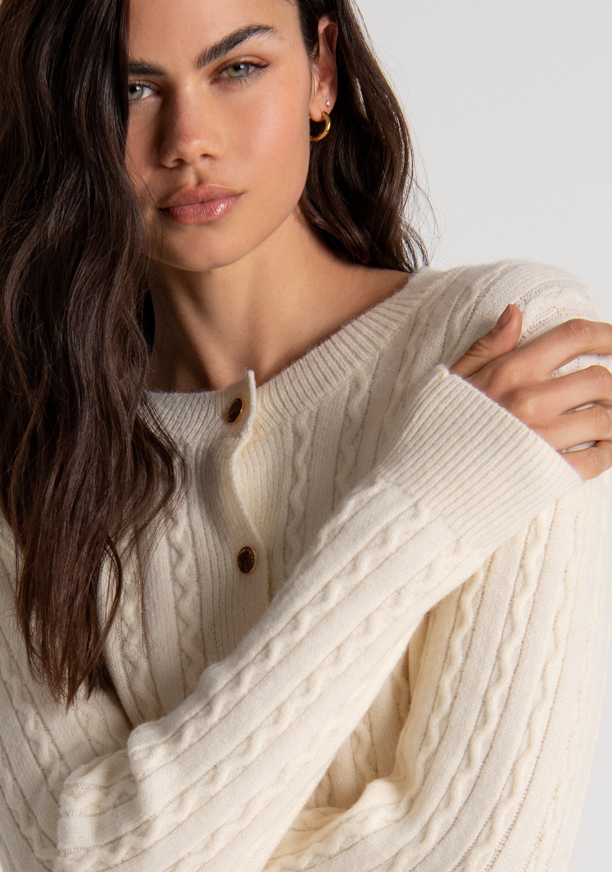 Cardigan regular con punto treccia FRACOMINA — immagine 1 di 5