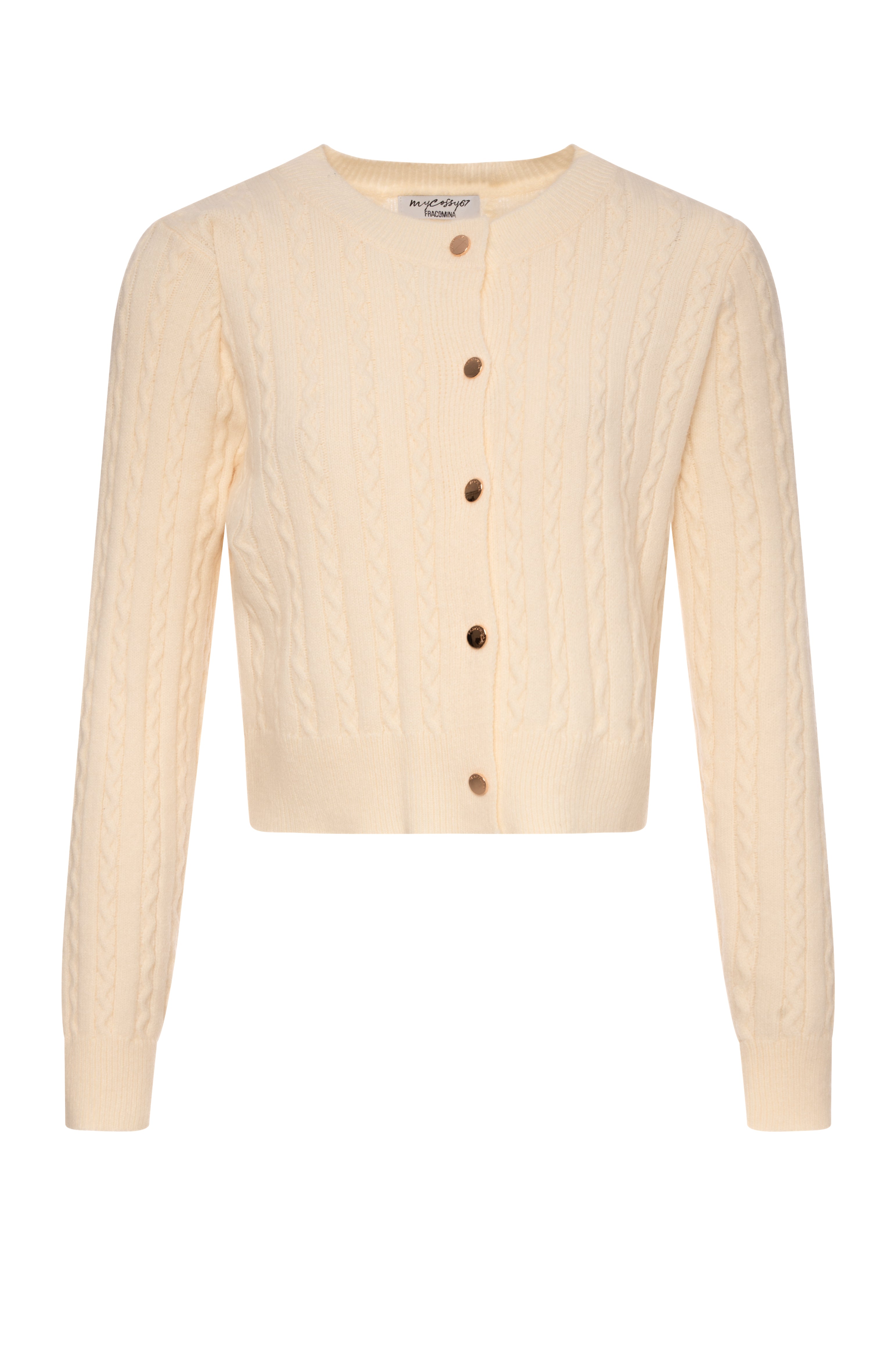 Cardigan regular con punto treccia FRACOMINA — immagine 4 di 5