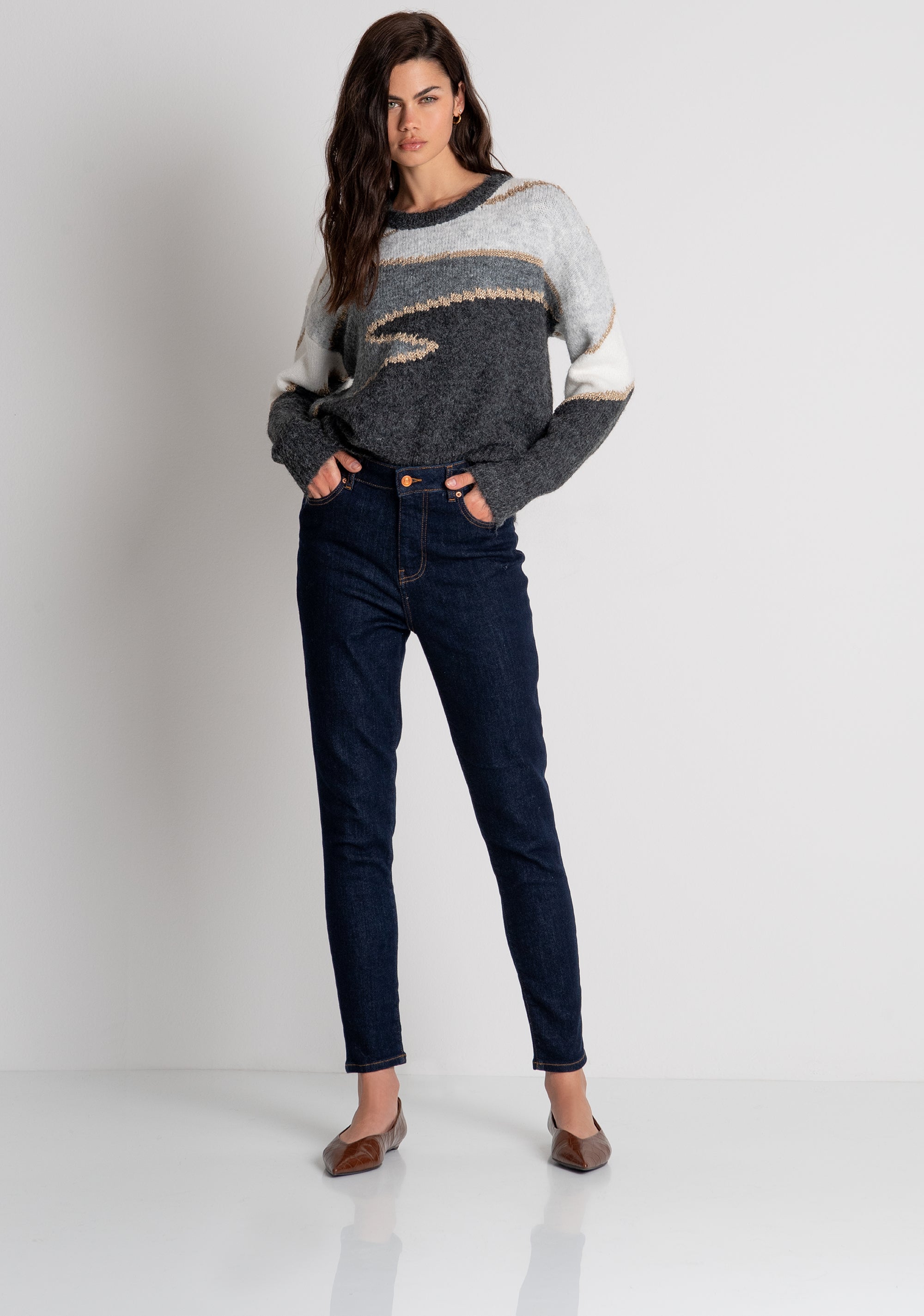 Jeans slim in denim con lavaggio scuro FRACOMINA — immagine 3 di 6