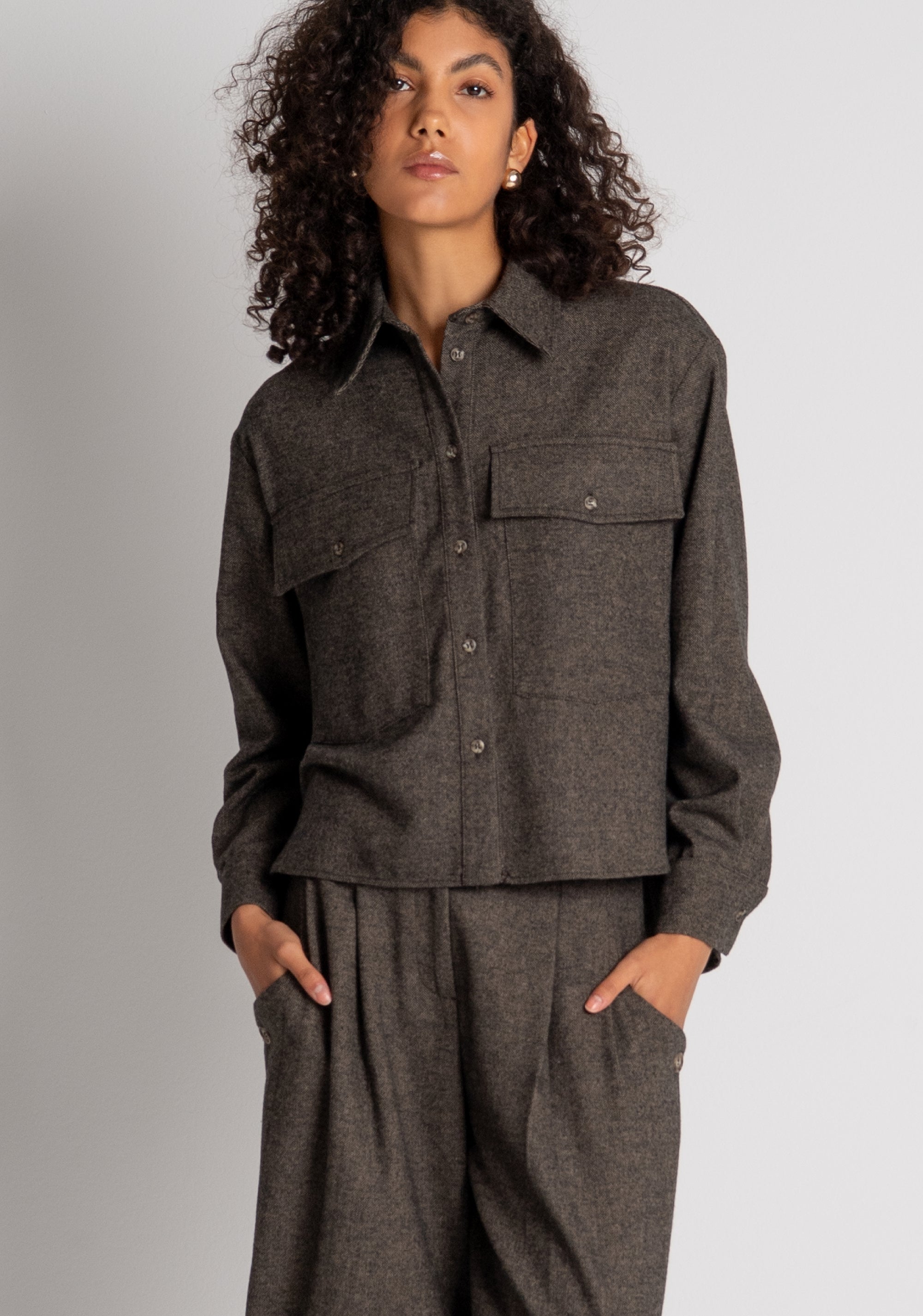 Camicia over in tweed con lana FZ26WT6004W73601 FRACOMINA