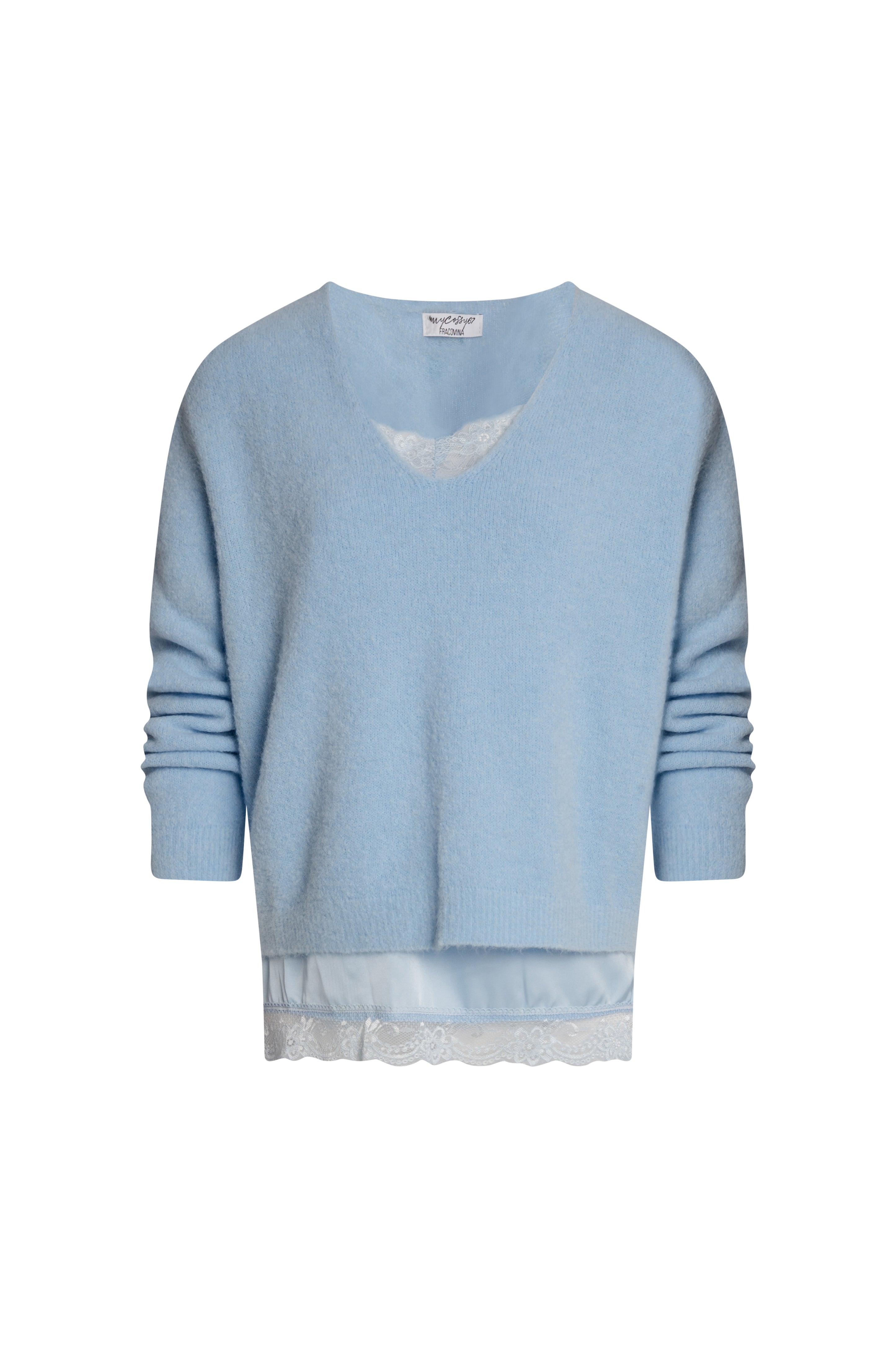 Maglia regular con top lingerie in raso e pizzo FZ26WTW001K57301-KB1 Fracomina