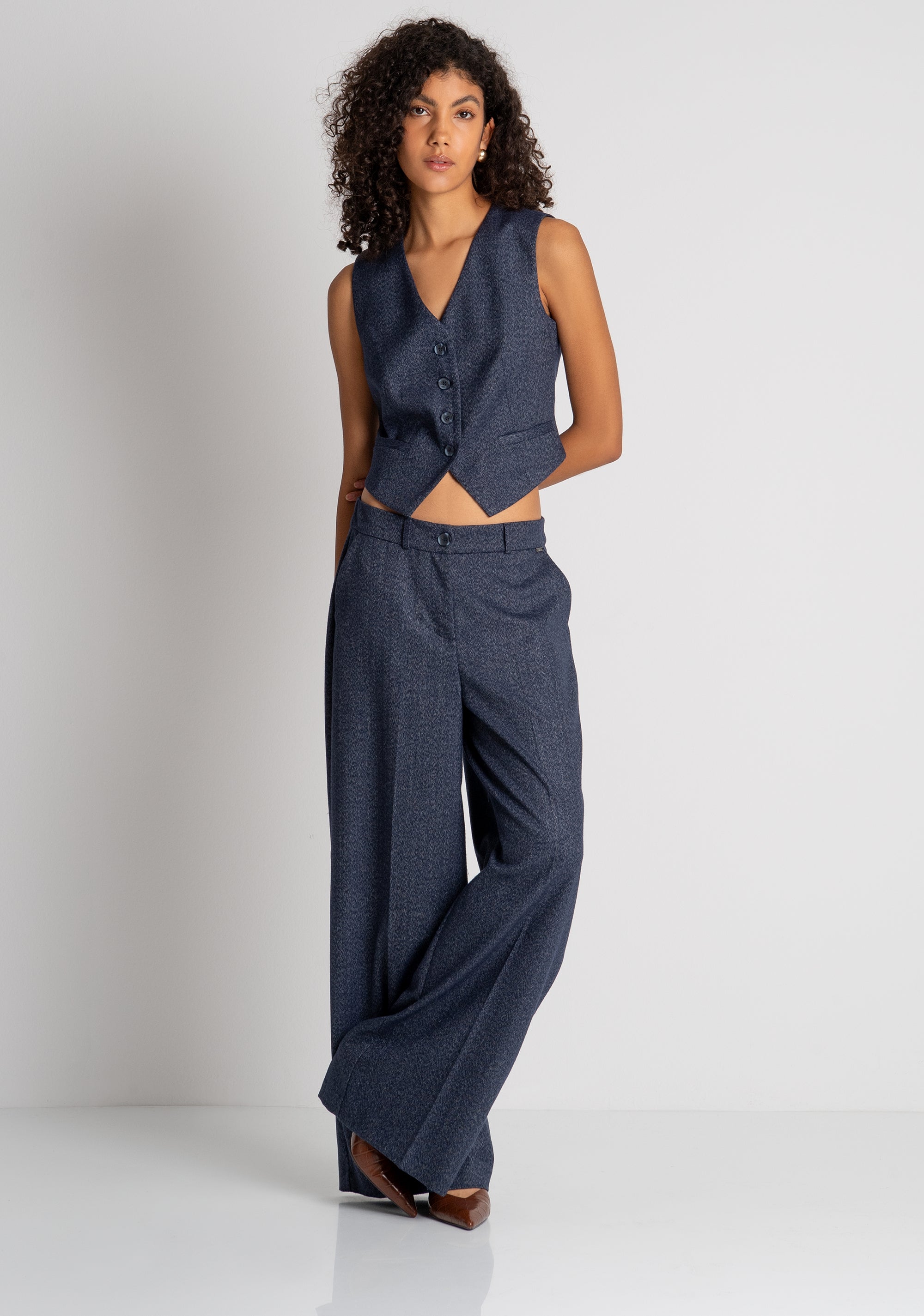 Pantalone wide a palazzo in tweed FZ26WV3001W56101 FRACOMINA