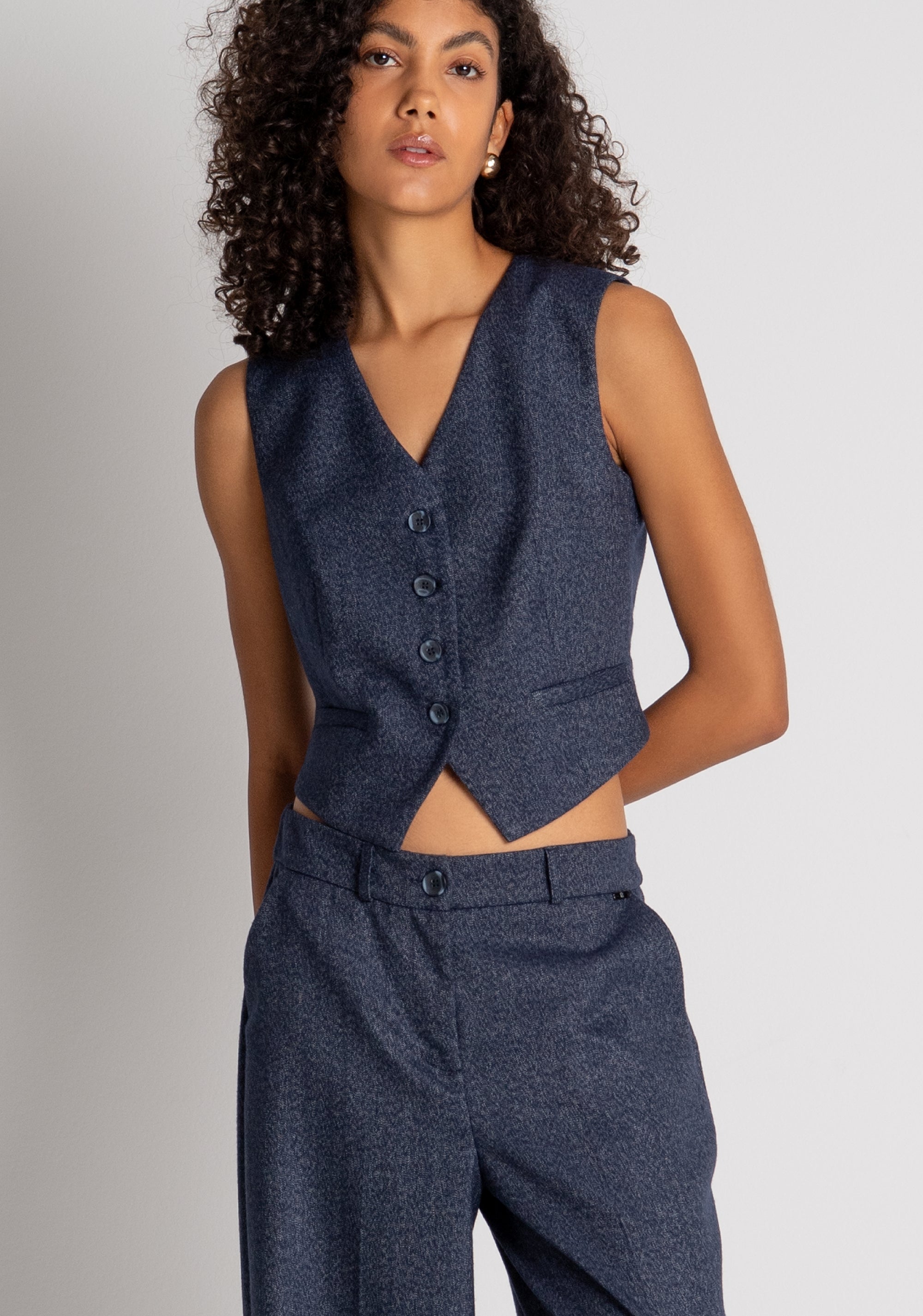 Pantalone wide a palazzo in tweed FZ26WV3001W56101 FRACOMINA
