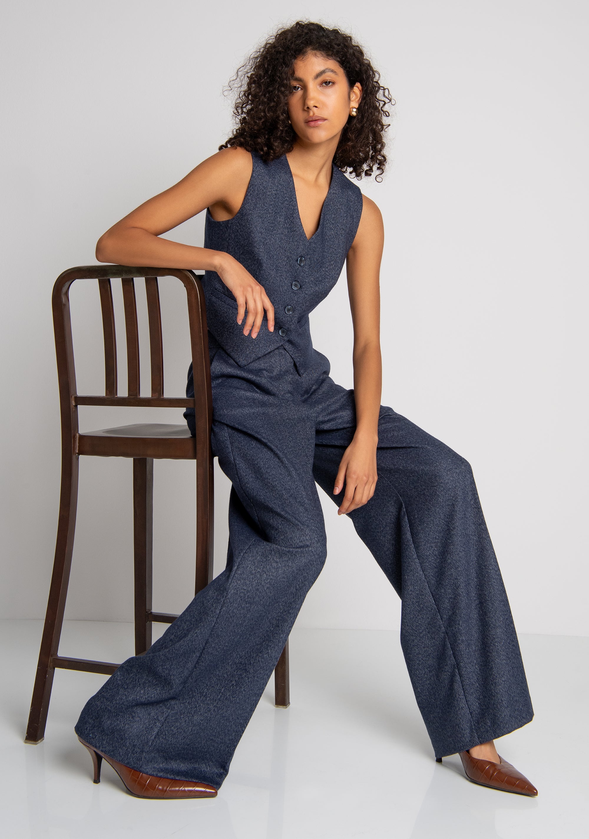 Pantalone wide a palazzo in tweed FZ26WV3001W56101 FRACOMINA