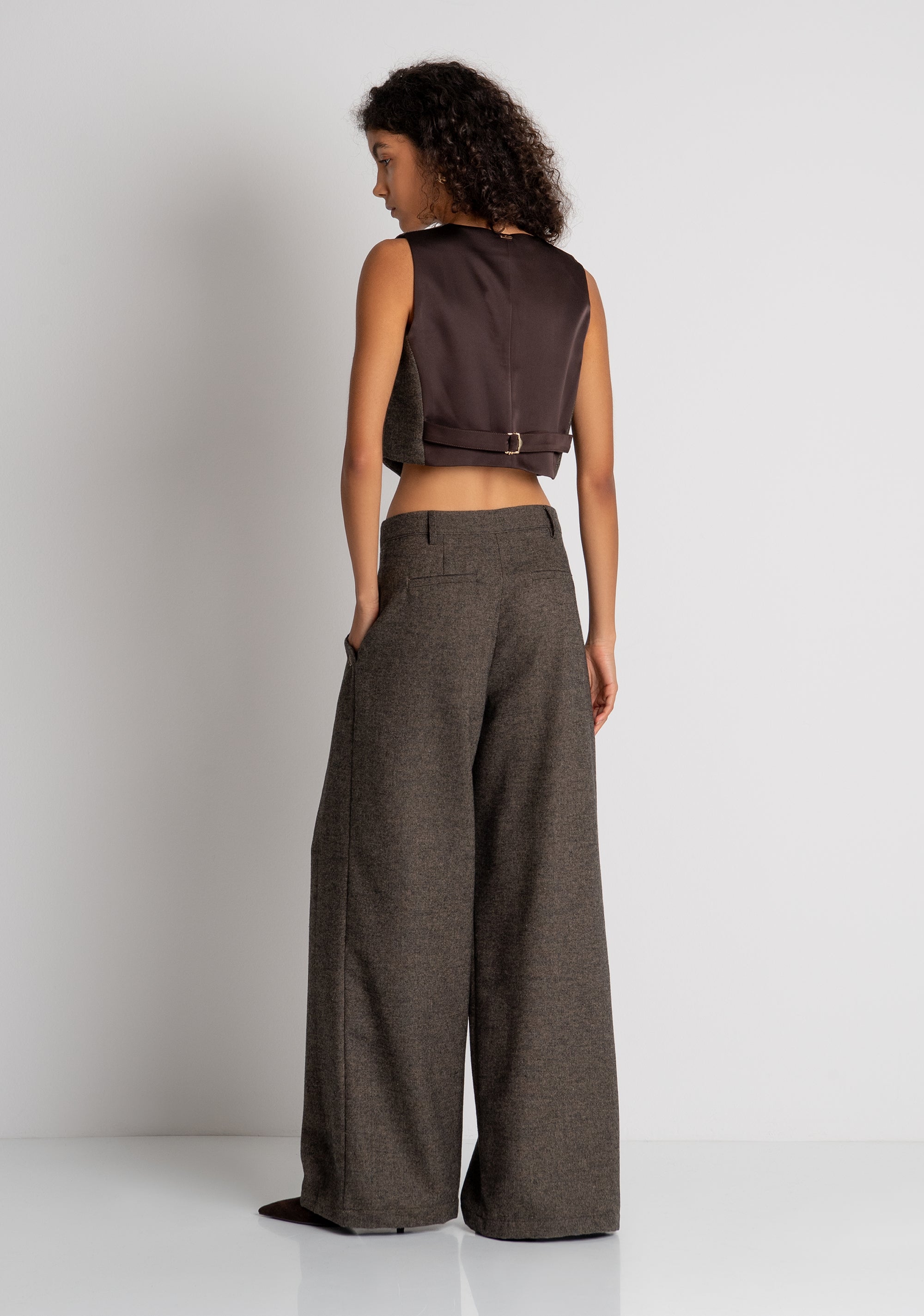 Pantalone wide a palazzo in tweed FZ26WV3002W73601 FRACOMINA